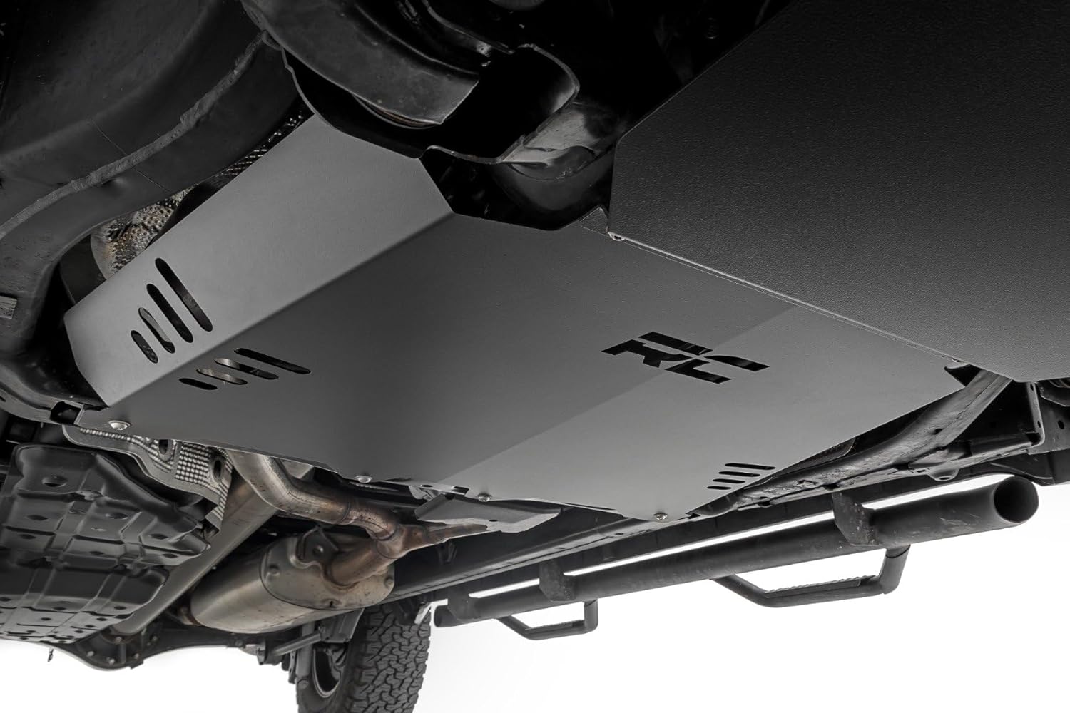 Rough Country Catalytic Converter Shield for Toyota Tundra 2WD/4WD (2022-2025) - Anti Theft Skid Plate, 14-Gauge Steel, Bolt-On Protection & Powder-Coated Finish