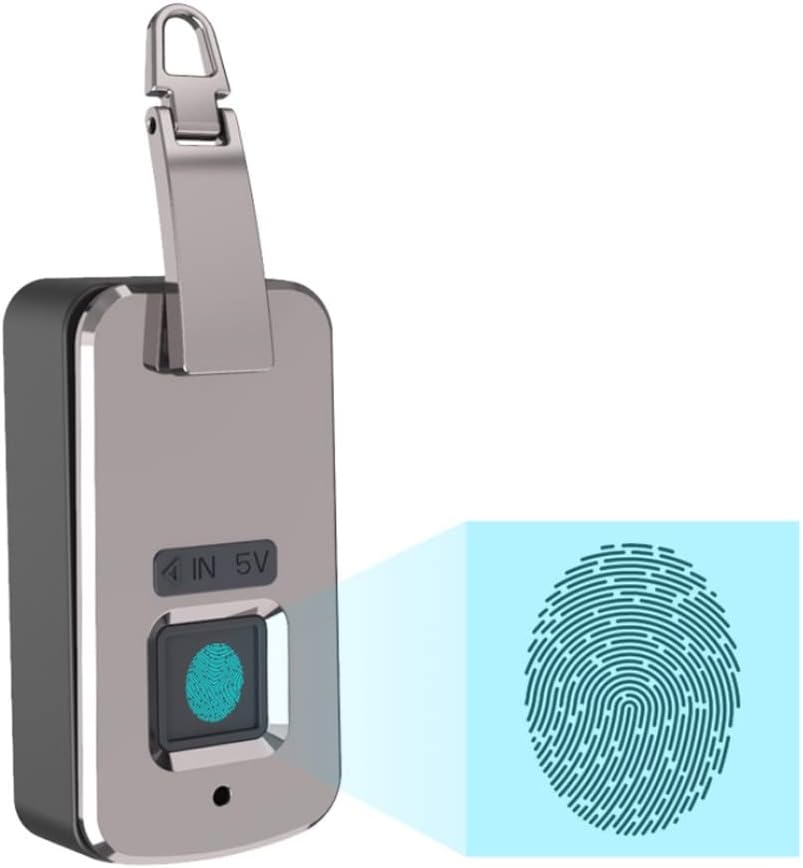 Portable Mini Padlock Smart Fingerprint Lock Anti-Theft Door Lock Charging Electric Padlock for Suitcase Backpack Handbags(D)