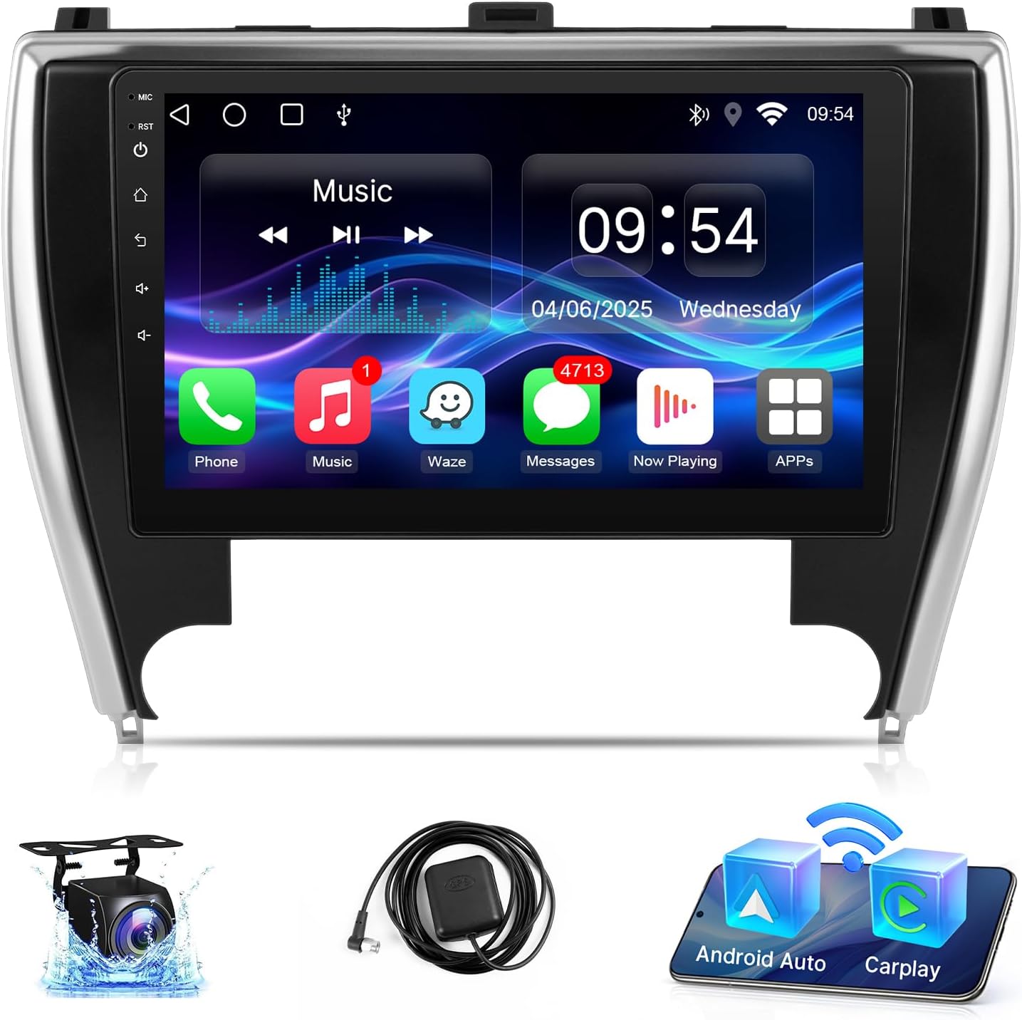 Android Car Radio for Toyota Camry 2015 2016 2017 Wireless Carplay & Android Auto, 10.1 Inch IPS Touch Screen for Camry Car Stereo in Dash GPS Bluetooth FM WiFi Backup Camera MirrorLink SWC 2G+32G