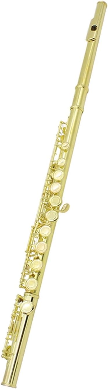 Flute Golden 16 Holes C Tone Flute with E Key Woodwind Instrument Closed Hole Gold-Plated Keys Cupronickel Tube with Case Flutes Musical Instruments