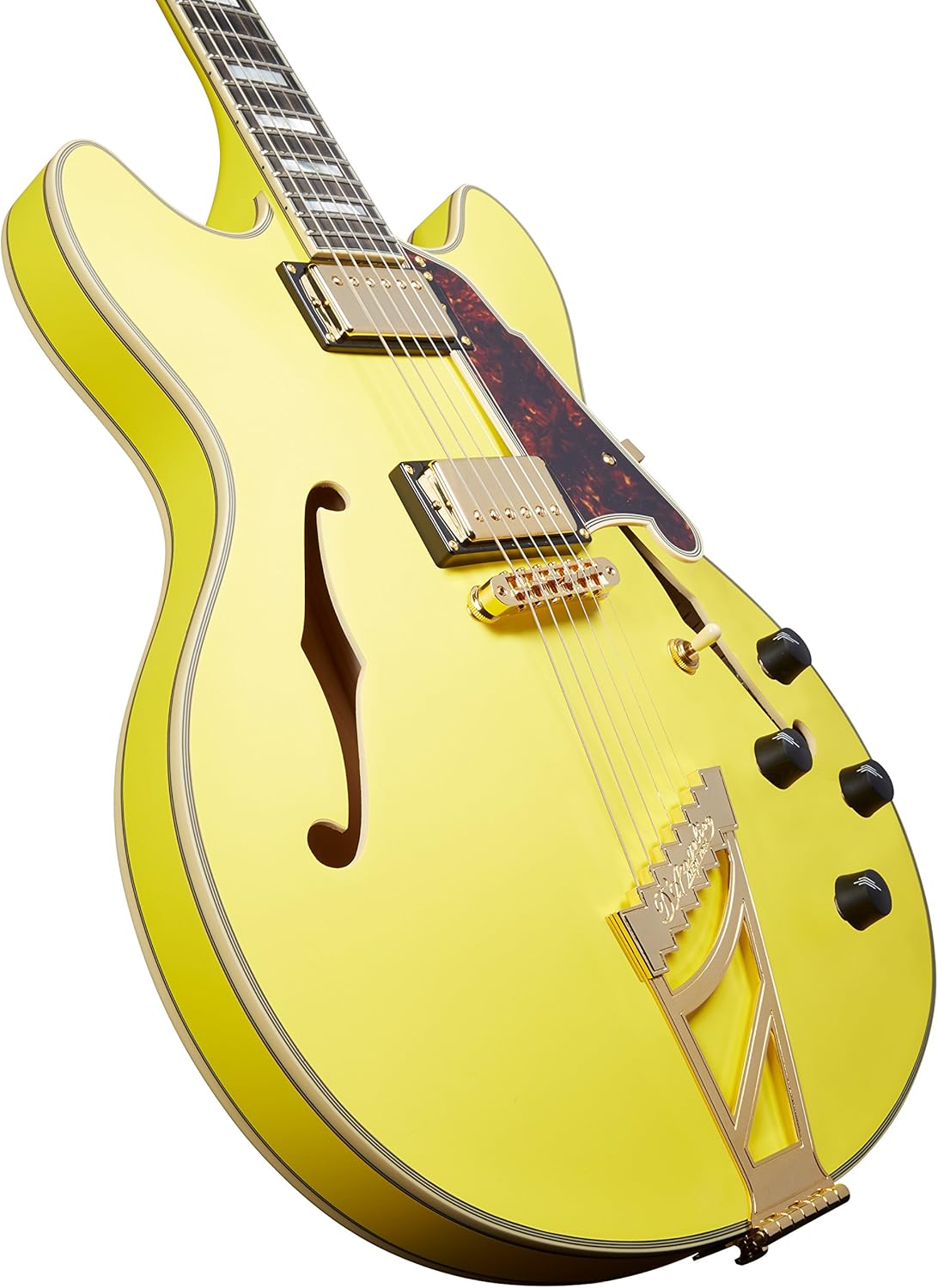 D'Angelico Deluxe DC Semi-Hollow Electric Guitar w/ Stairstep Tailpiece - Matte Electric Yellow