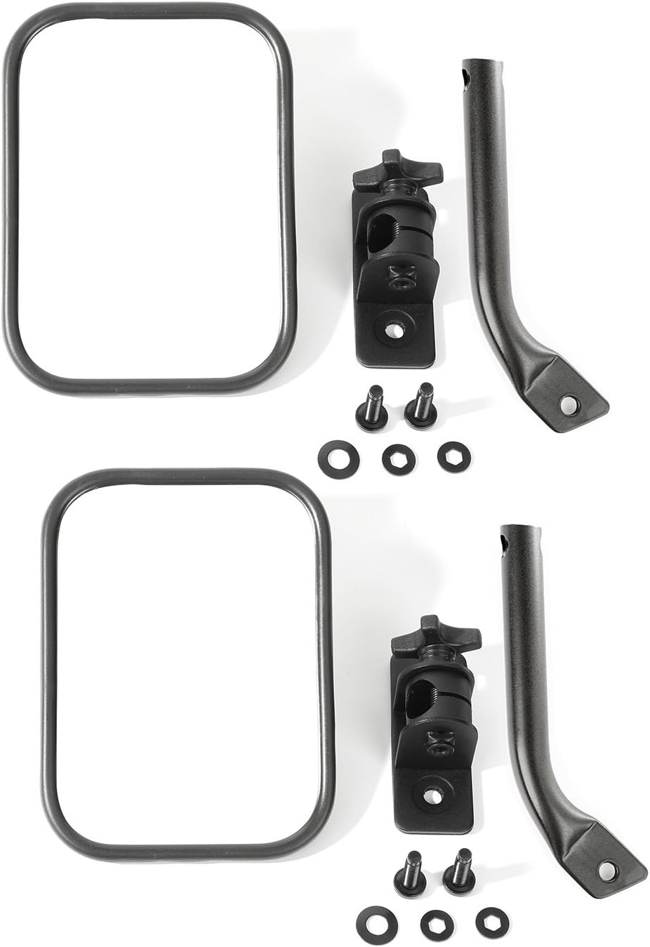 Rugged Ridge | Stubby Trail Mirror, Rectangular Pair, Textured Black | 11025.22 | Fits 1997-2018 Jeep Wrangler