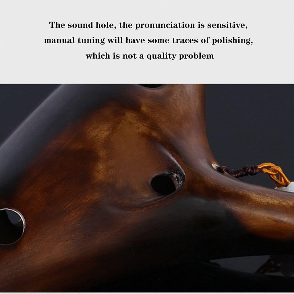 Ocarinas 12 Hole Ceramic Instrument Easy to Learn Perfect for Beginners, Professional Flute Instrument (Color : Brown, Size : 18.510.5cm)