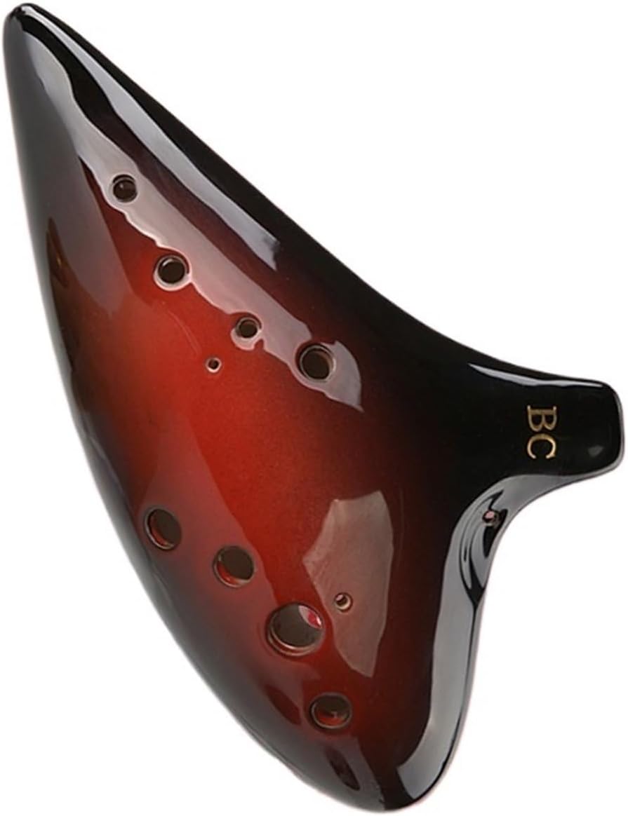 12 Hole Ocarina Colorful Wind Instrument Professional Playing BC Bass C And Other Tones Adult Professional Ocarina Instrument(Red BC)