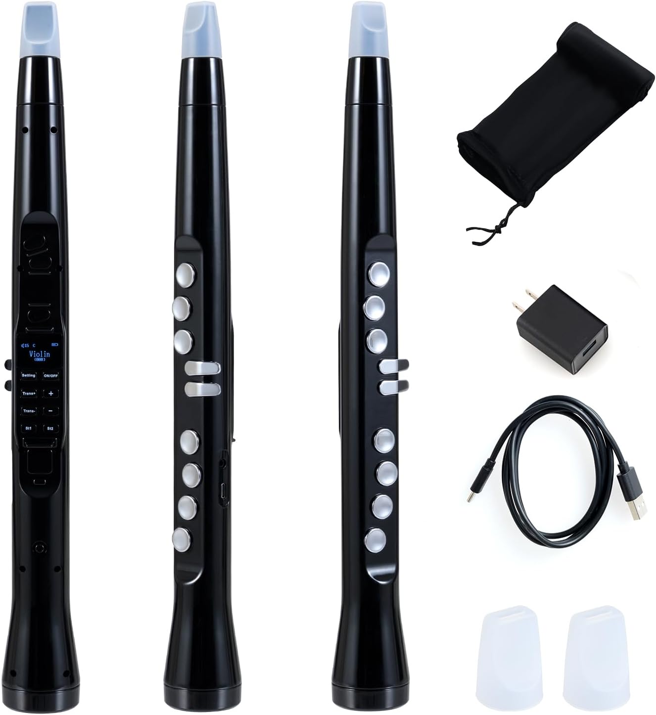 HONEY JOY Electronic Wind Instrument, Portable Electric Digital Saxophone Synthesizer w/MIDI, 100 Tones, 2 Fingering Modes, 4-Octave Range, 2 Mouthpiece, 3W HIFI Speaker, Rechargeable for Beginner