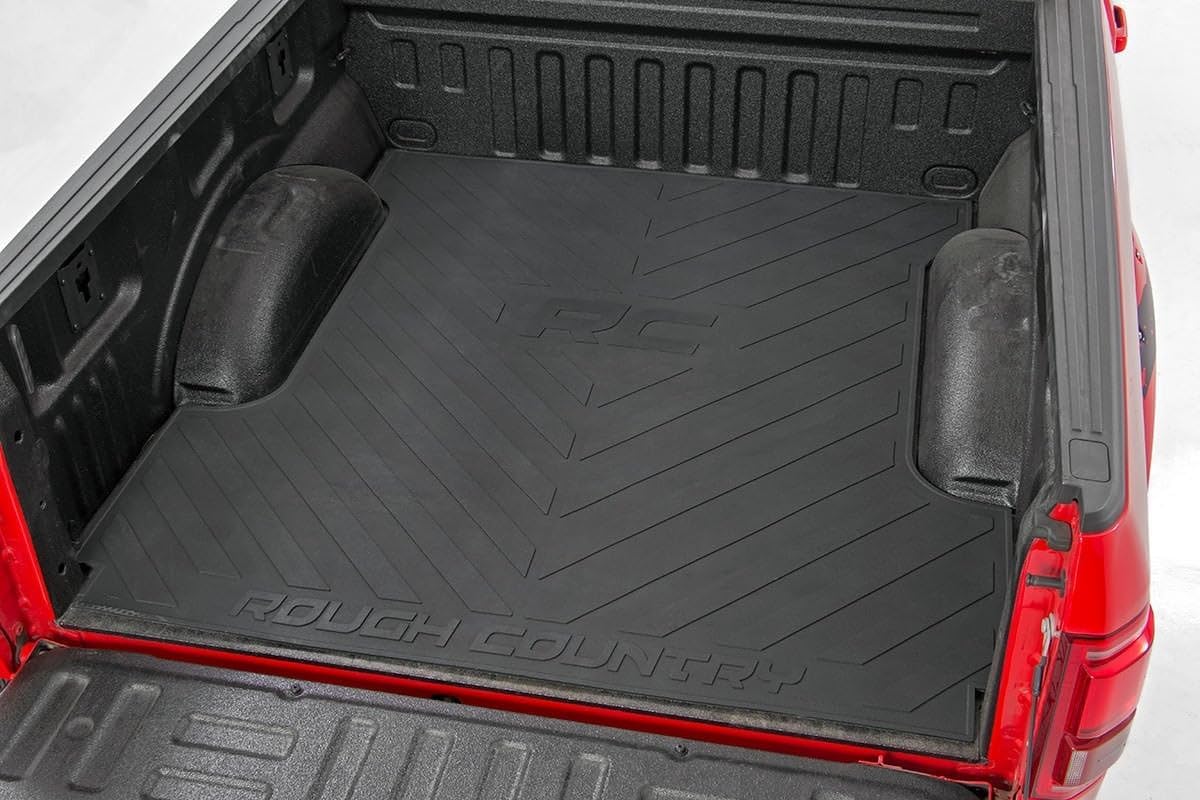 Rough Country Rubber Bed Mat for Chevy Silverado & GMC Sierra 1500/2500HD/3500HD (2007-2019) - Fits 6'7