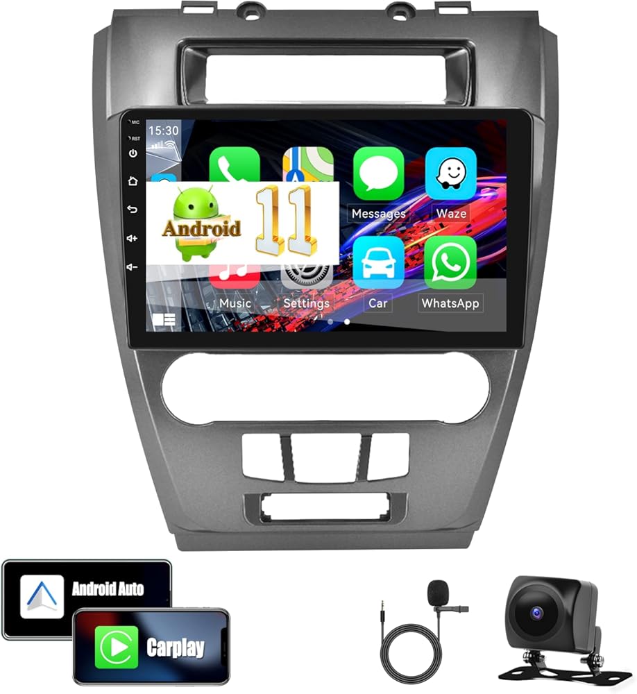 for ford fusion 2010 2011 2012 with Wireless Apple Carplay Android Auto Android 11 Car Stereo Radio 10.1” Touch Screen Bluetooth Car Radio with GPS Navigation HiFi WiFi FM/RDS AHD Backup Camera 1+32GB
