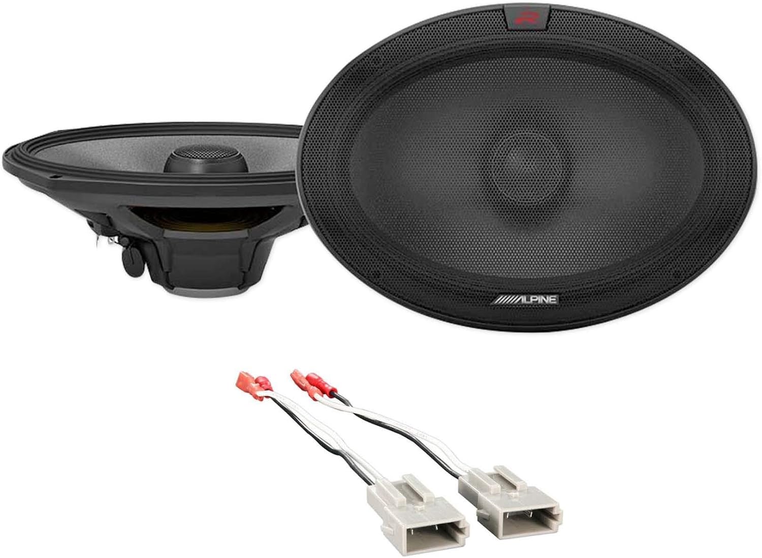 Alpine Pair R-S69.2 300 Watt 6x9 Car Audio Coaxial 2-Way Speakers Bundle with METRA 72-5512 Speaker Wire Harness Connector Compatible with 1987-Up Ford (2 Item)