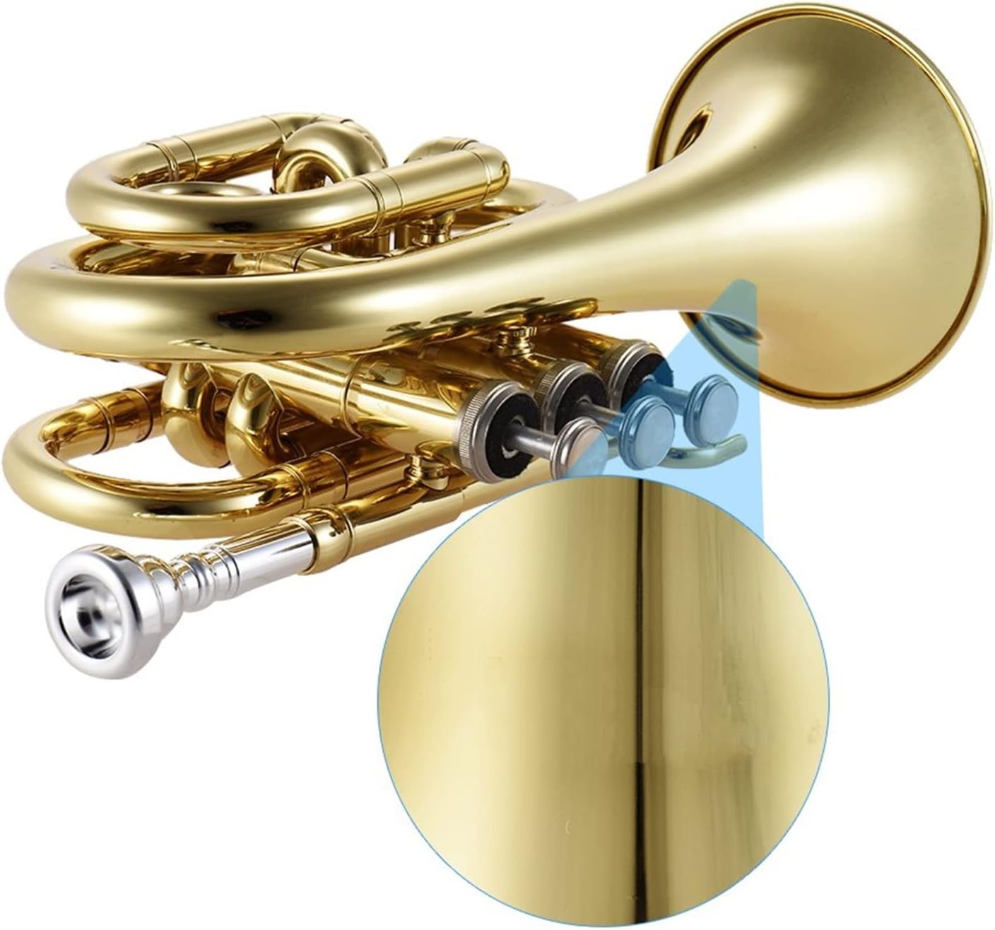 KESHUO Mini Pocket Trumpet Bb Flat Brass Wind Instrument with Mouthpiece Gloves Cleaning Cloth Carrying Case Trumpets