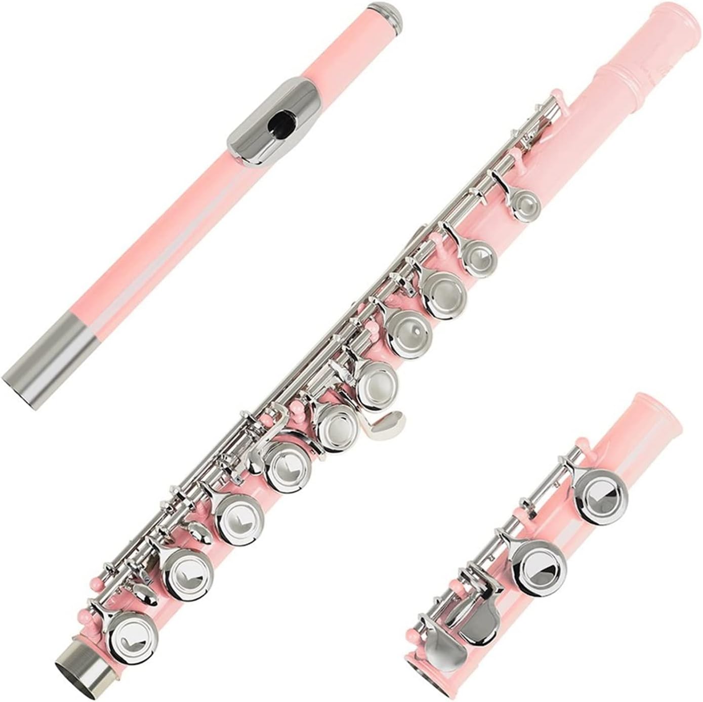 Flutes Pink 16 Holes C Tone Cupronickel Flute with Padded Bag Flute with E Key Woodwind Instrument