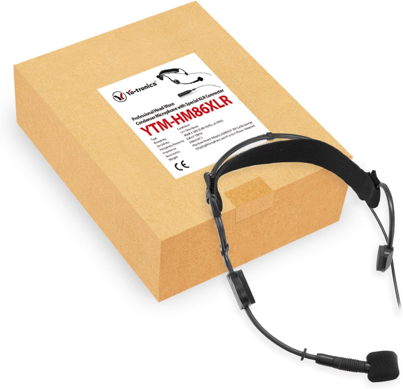 Professional Headworn Condenser Microphone with Mini 3 Pin XLR TA3F Plug, Flexible Gooseneck Boom, Noise-Cancelling Windscreen, 2M Cable for Speaking, Singing and Stage Performances