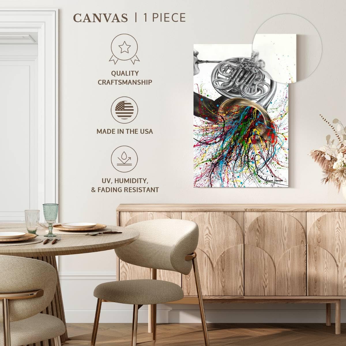 ElephantStock - The French Horn Solo Wall Art - Vertical Canvas Wall Art - Living Room Wall Decor - Painting Instrument Canvas Art - Beige And Gray Decor by Ashvin Harrison - 34