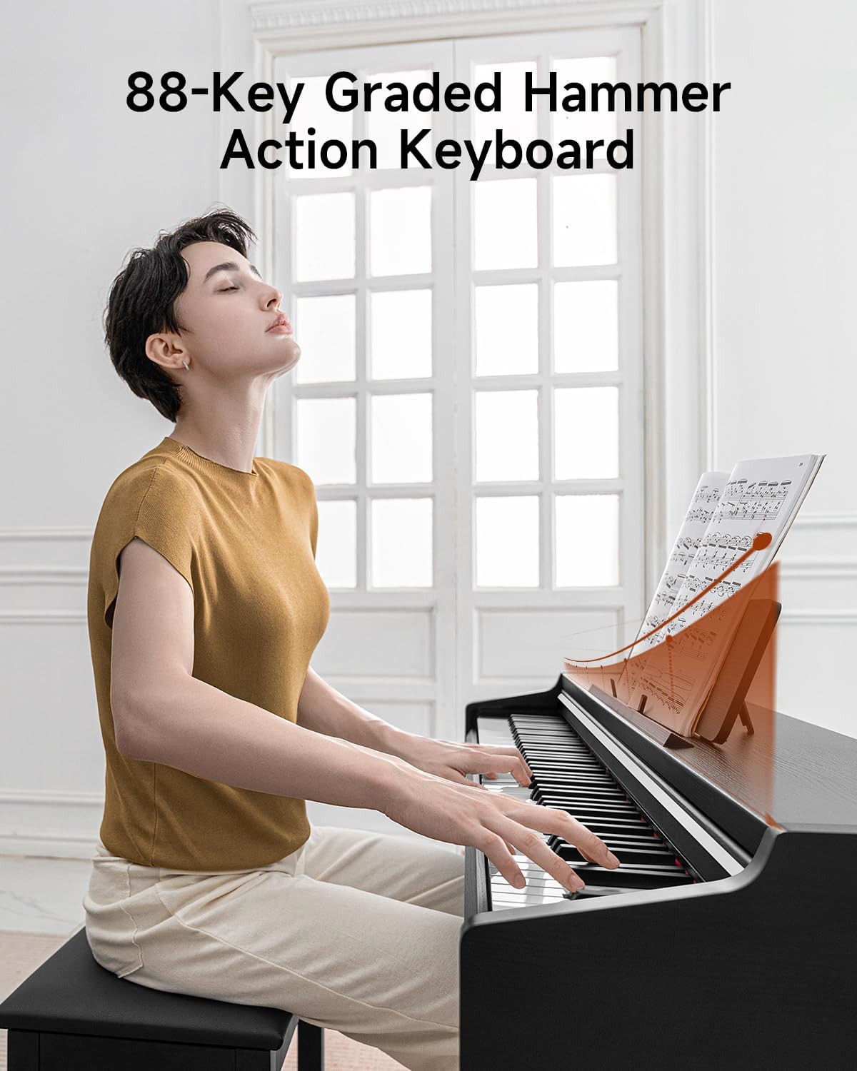 Donner DDP-200 Pro Digital Piano 88 Key Graded Weighted Keyboard with 2.4