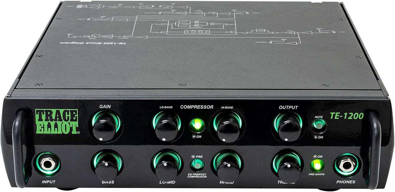 Peavey 03618570 Trace Elliot TE-1200 Bass Amplifier Head Portable Compact Amplifiers 1200-Watt RMS, 4 Band EQ PRO Amplification - TE1200