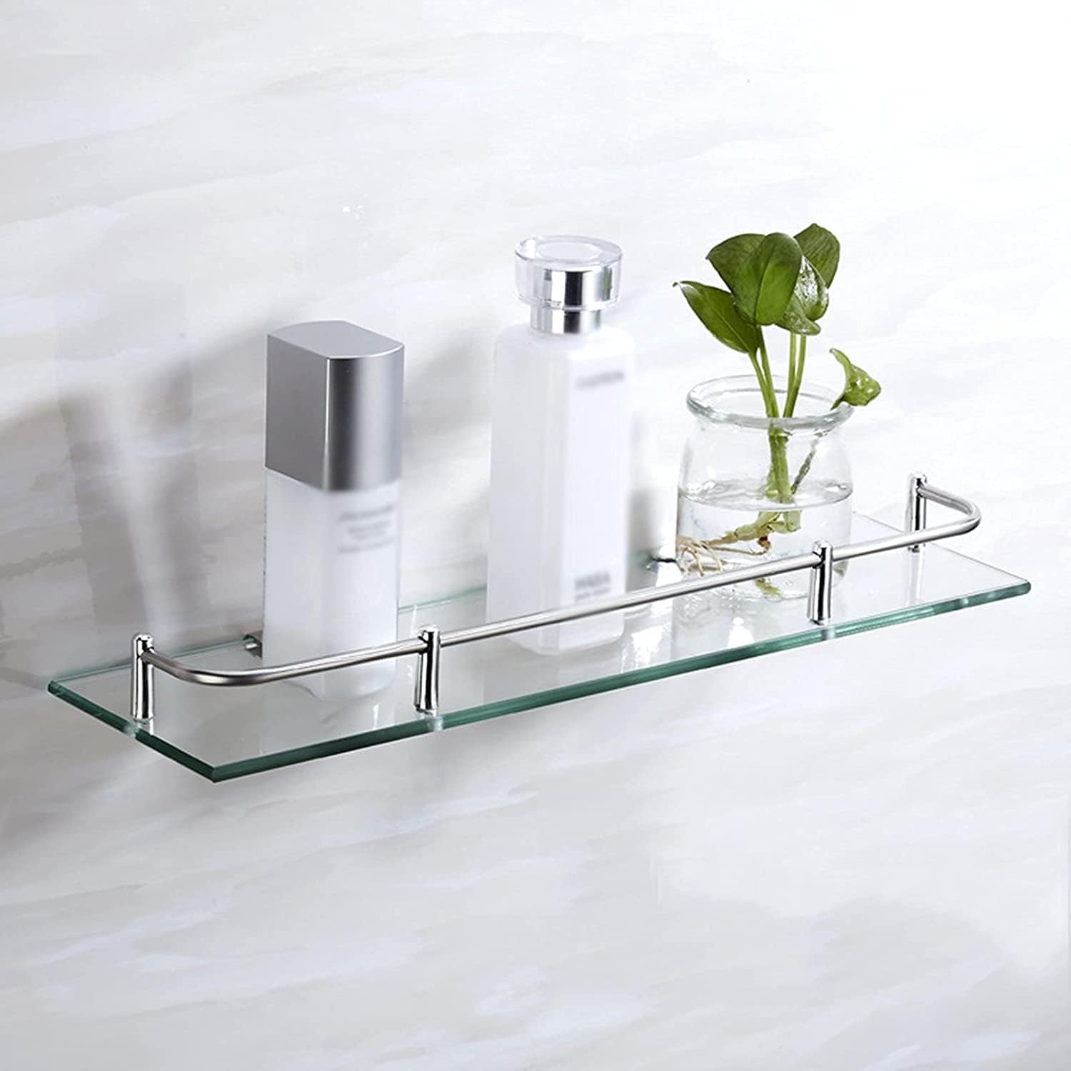 IOCCIOBB Bathroom Glass Shelf Small Locker Bathroom Glass Shelf Shower Shelf Storage Shelf Wall Mount Bracket Tempered Glass Shelf (Color : Style2, Size : 50 * 10.5 * 4cm)