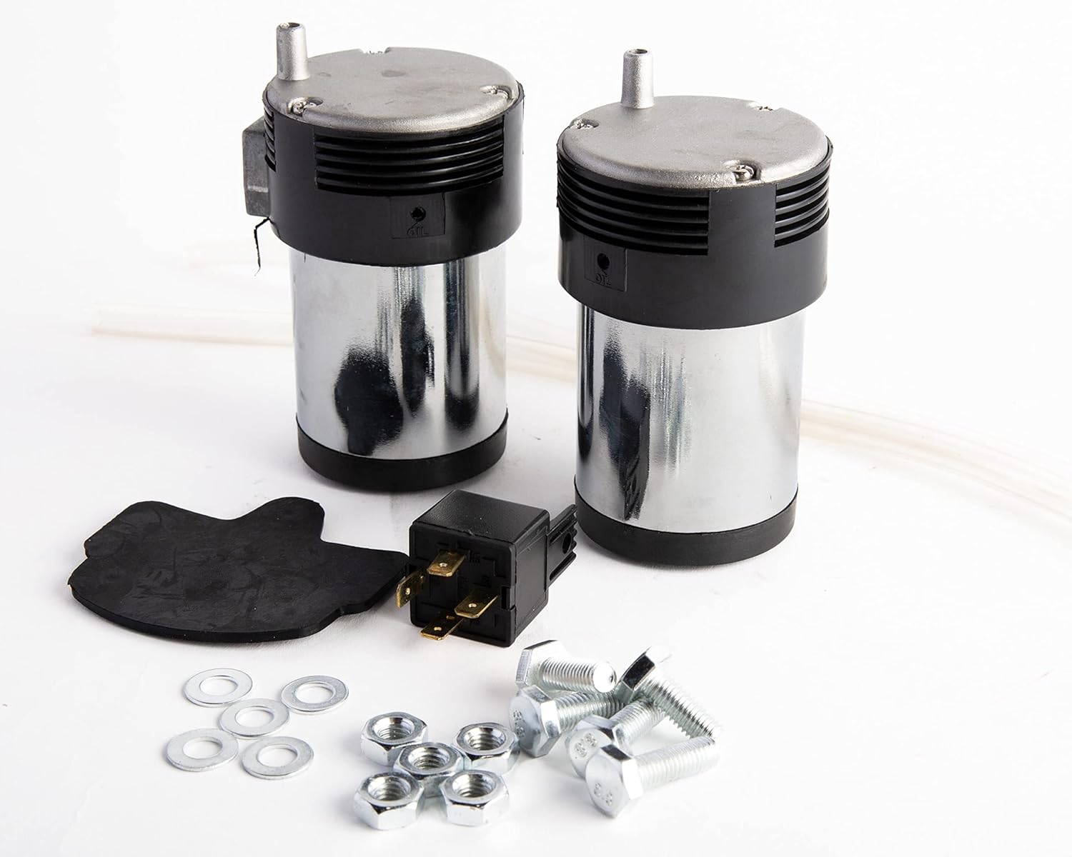 Viking Horns, Loud Sound 129dB 2-Trumpet Compact Air-Horn-Kit, With Dual-Air-Compressors