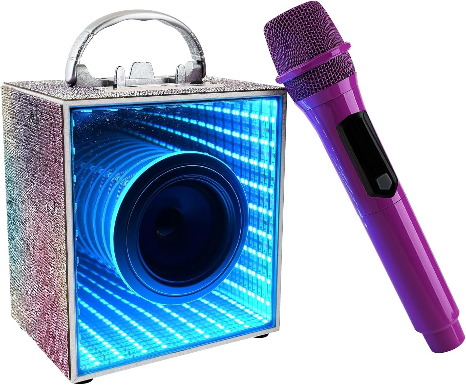 Pop Star Infinity: Portable Karaoke Speaker & Mic, Powerful Bluetooth Karaoke Speaker with Wireless Microphone & LED Lights