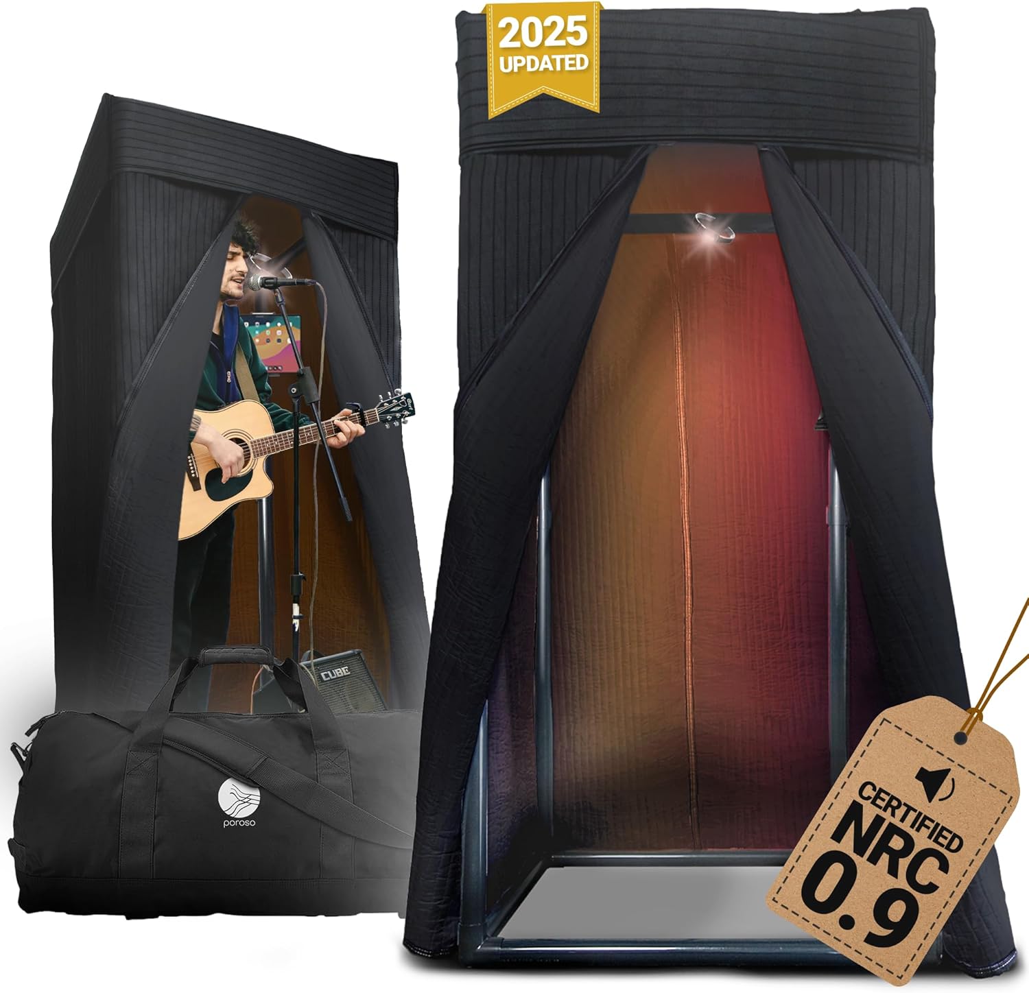 Updated 2025 OEM RECORDING SOUND BOOTH | Portable Studio for Crisp Dry Vocals | Acoustic Treatment for Any Space | Sound Isolation Booth for Home Studio | 5-Min Assembly w/Travel Bag & Extras