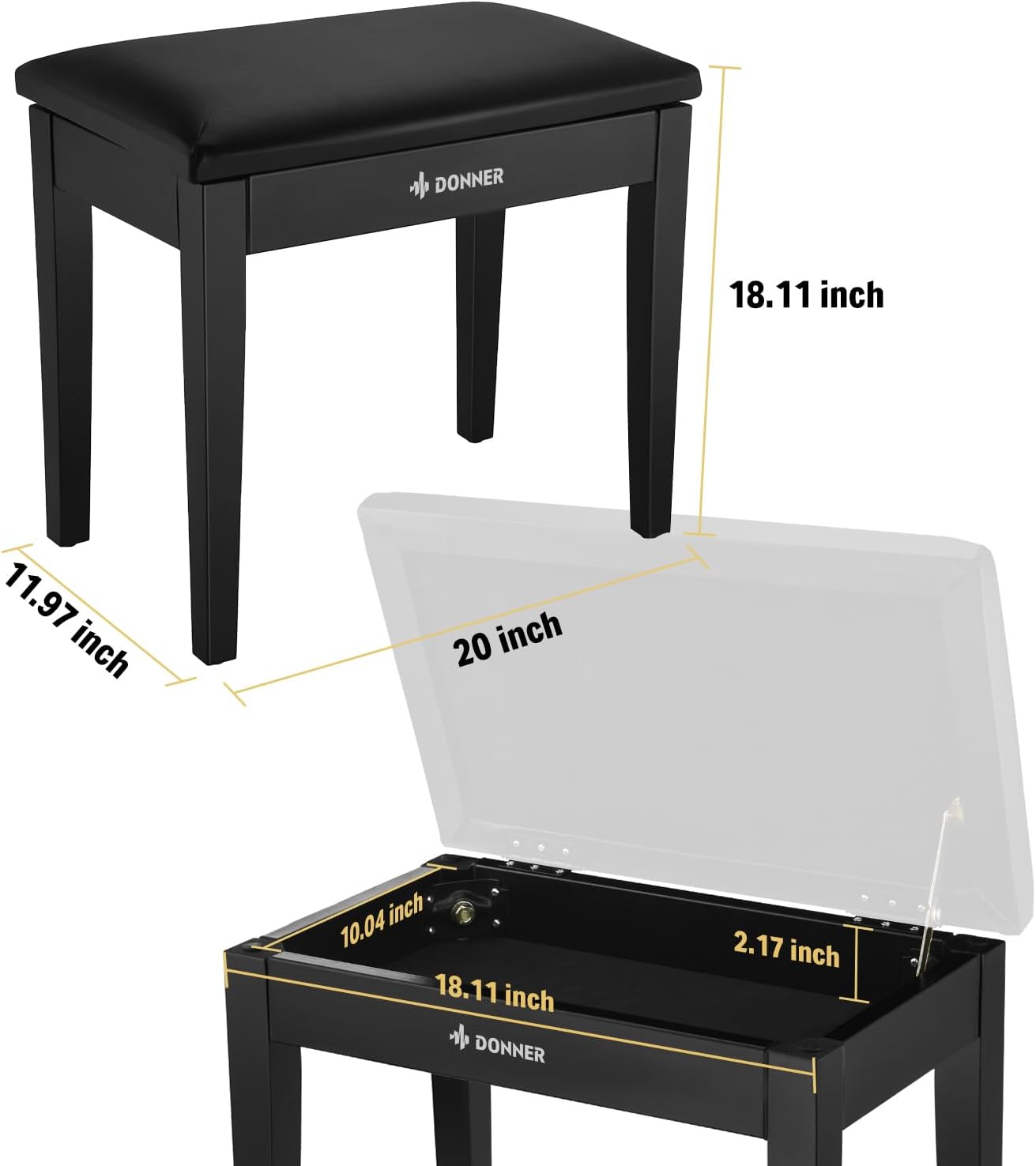 Donner OURA DDP-60 88 Key Digital Piano Keyboard+Donner Piano Bench with Storage