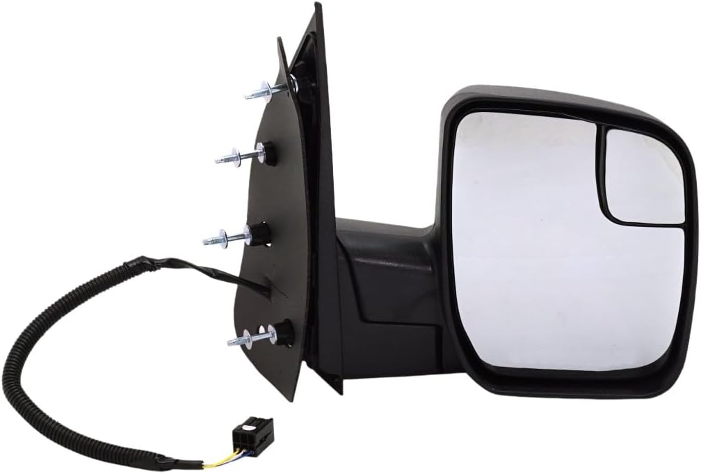 For Ford E-150/E-250 2010 11 12 13 2014 Door Mirror Passenger Side | Non-Heated | Power Glass | Textured Black | Manual Folding | With Top Spot Mirror | Standard Type | For FO1321396 | AC2Z17682AA