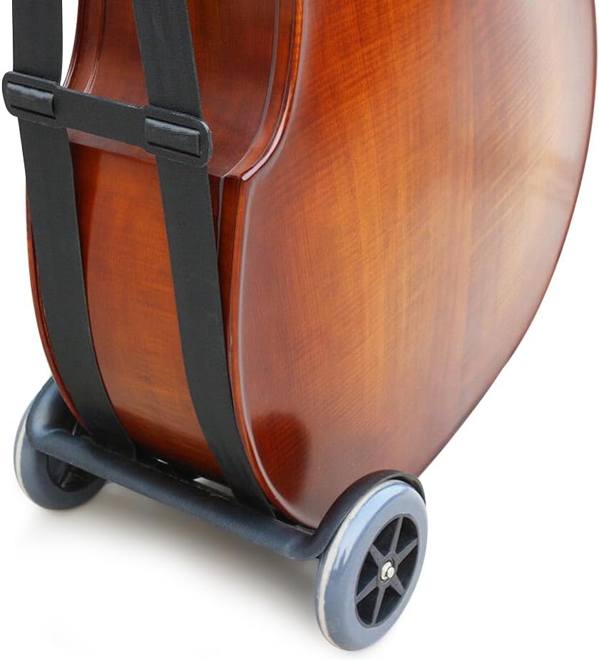 Upright Bass Cart Easy to Transport for 1/10 to 4/4 size Double Bass with Durable Wheels Long Straps including 1pcs Shim Protective Pad (1x bass cart)