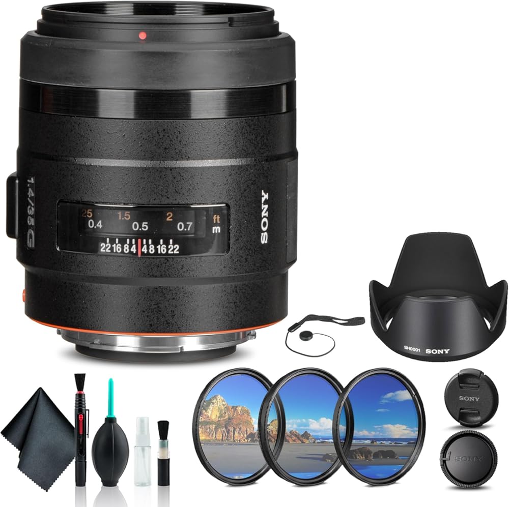 Sony 35mm f/1.4 G Lens SAL35F14G, Filter Kit, Cap Keeper, Cleaning Kit, and More