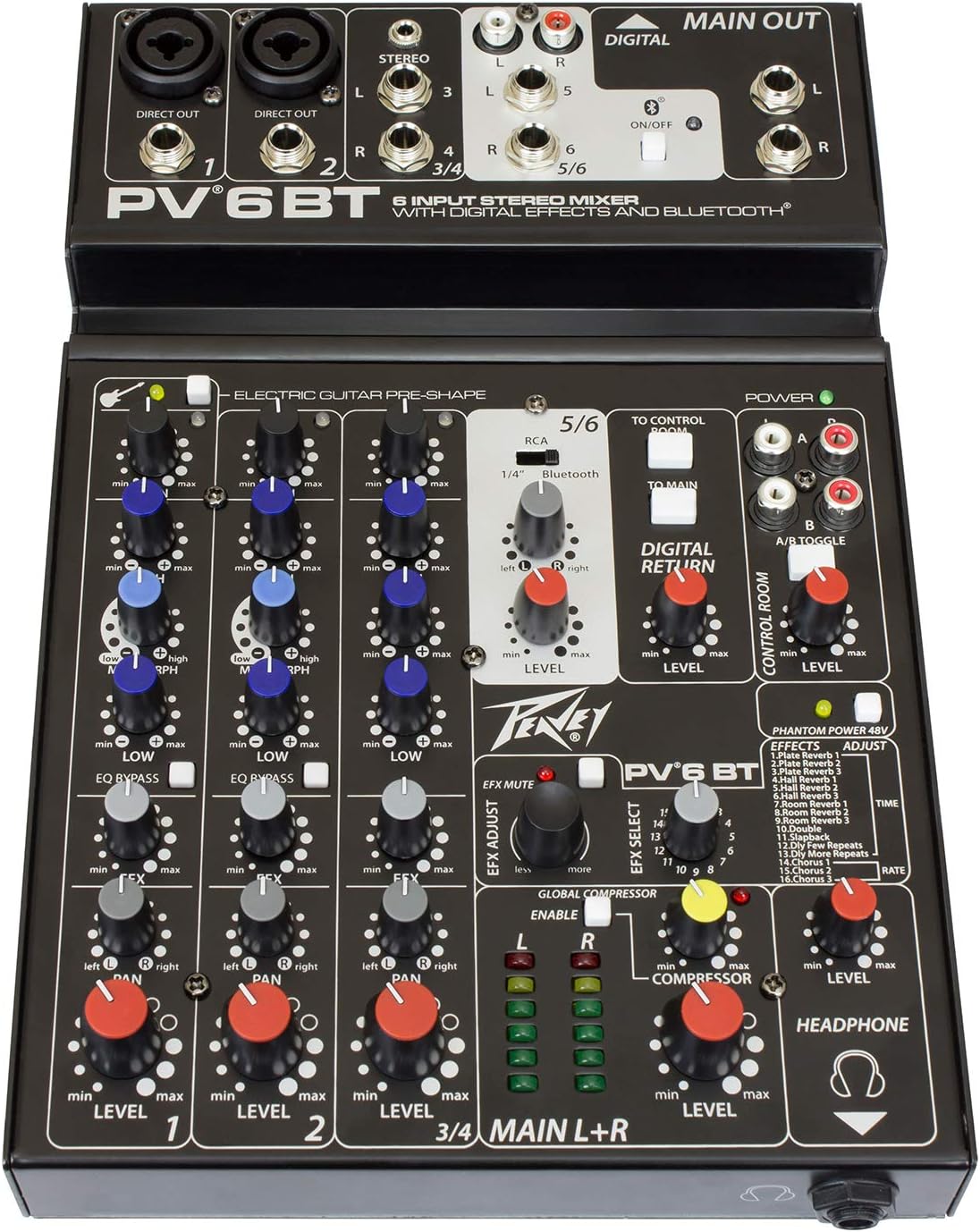 Peavey PV 6 BT 6 Channel Compact Mixer with Bluetooth
