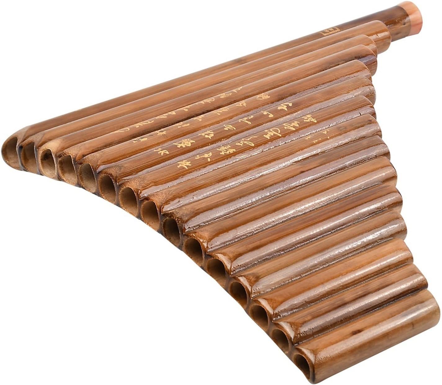 KESHUO 15 Pipes G Key Pan Flute Set Bamboo Wind Instrument Bamboo Panpipes W/Bag Panpipes