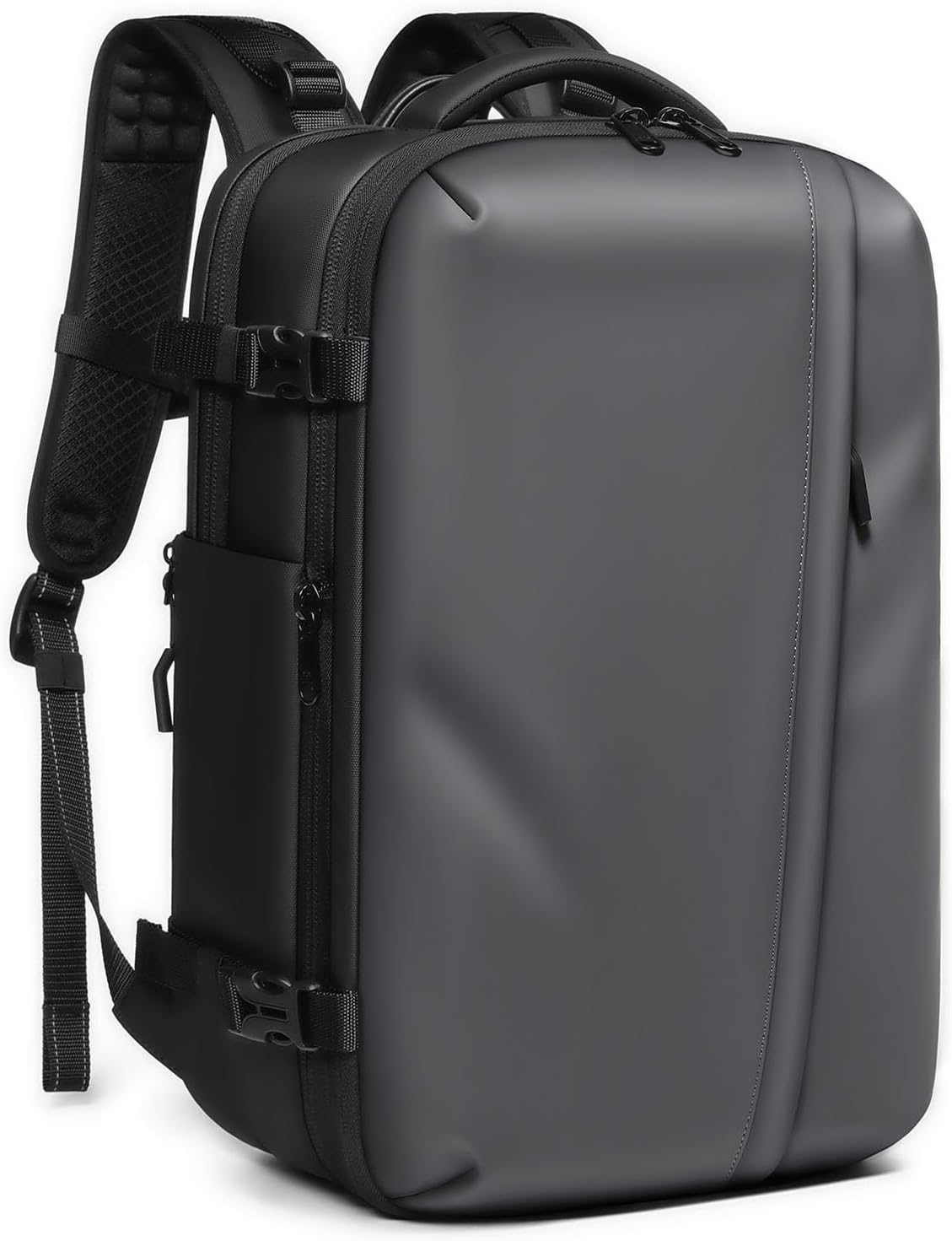 Vacuum Seal Backpack, 25L - 60L Expandable Carry On Compression Backpack with Lock, Travel Vacuum Storage Bags Backpacks for Short Trip Business (Grey)