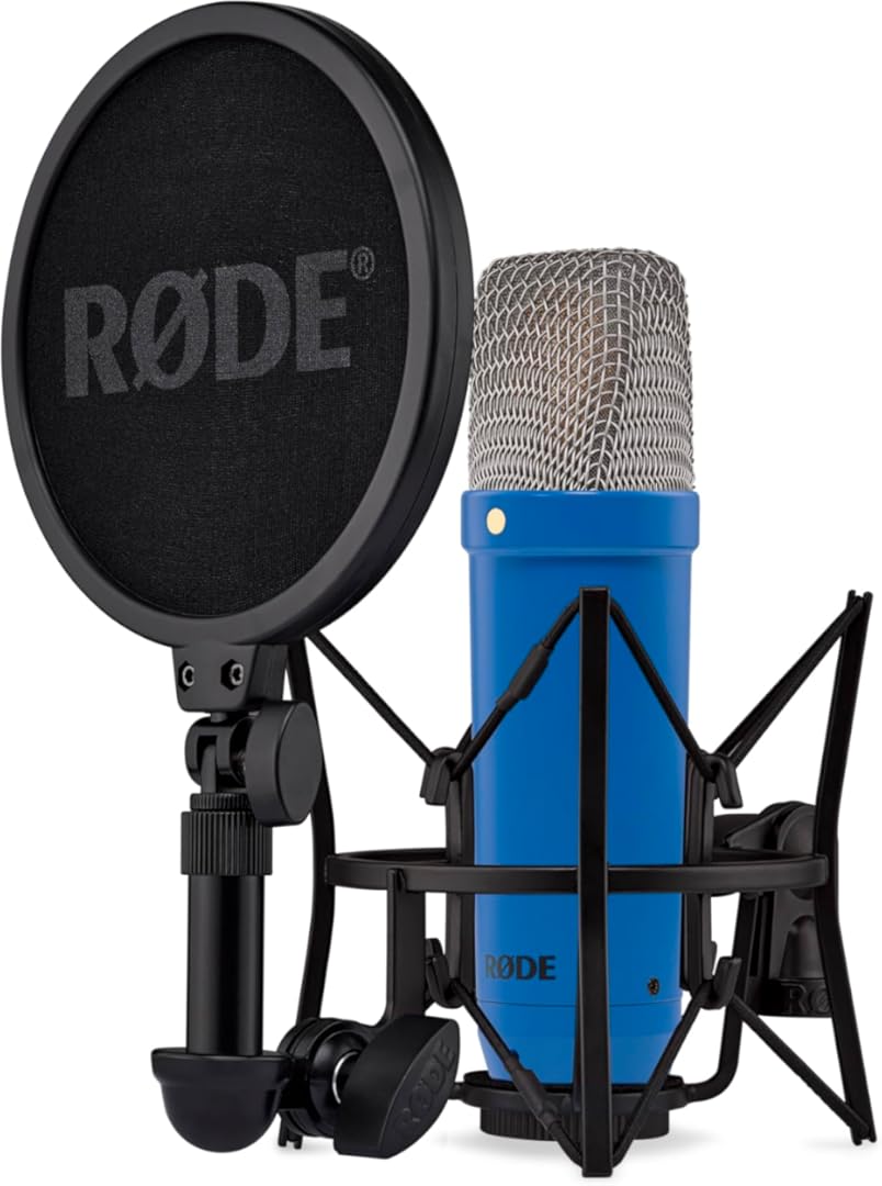 RØDE NT1 Signature Series Large-Diaphragm Condenser Microphone with Shock Mount, Pop Filter and XLR Cable for Music Production, Vocal Recording, Streaming and Podcasting (Cobalt)