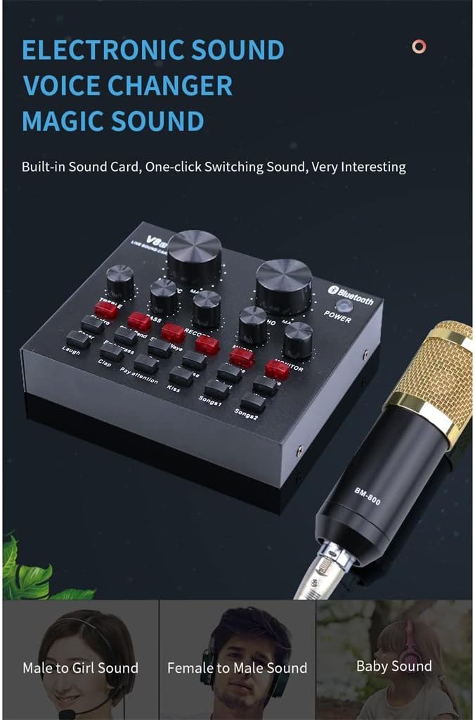 BM 800 Condenser Microphone Mixer Kit Microphone Sound Card Audio Interface Microphone Suitable for Computer Phones