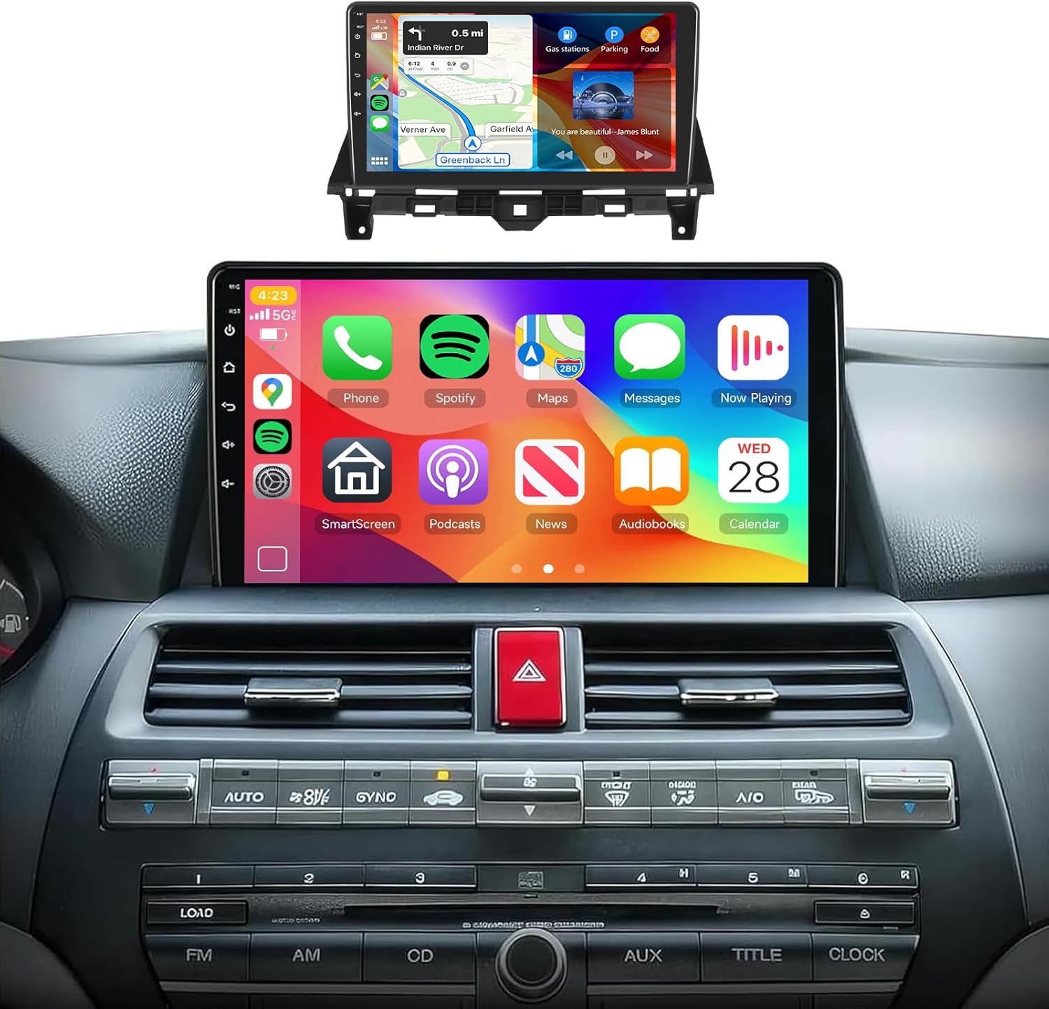 DSP 2G 64G Car Stereo Radio for Honda Accord 8th 2008-2012 with Wireless CarPlay Android Auto 10.1inch IPS Touch Screen EQ GPS WiFi Bluetooth Radio 26UIs Head Unit with AHD Backup Camera