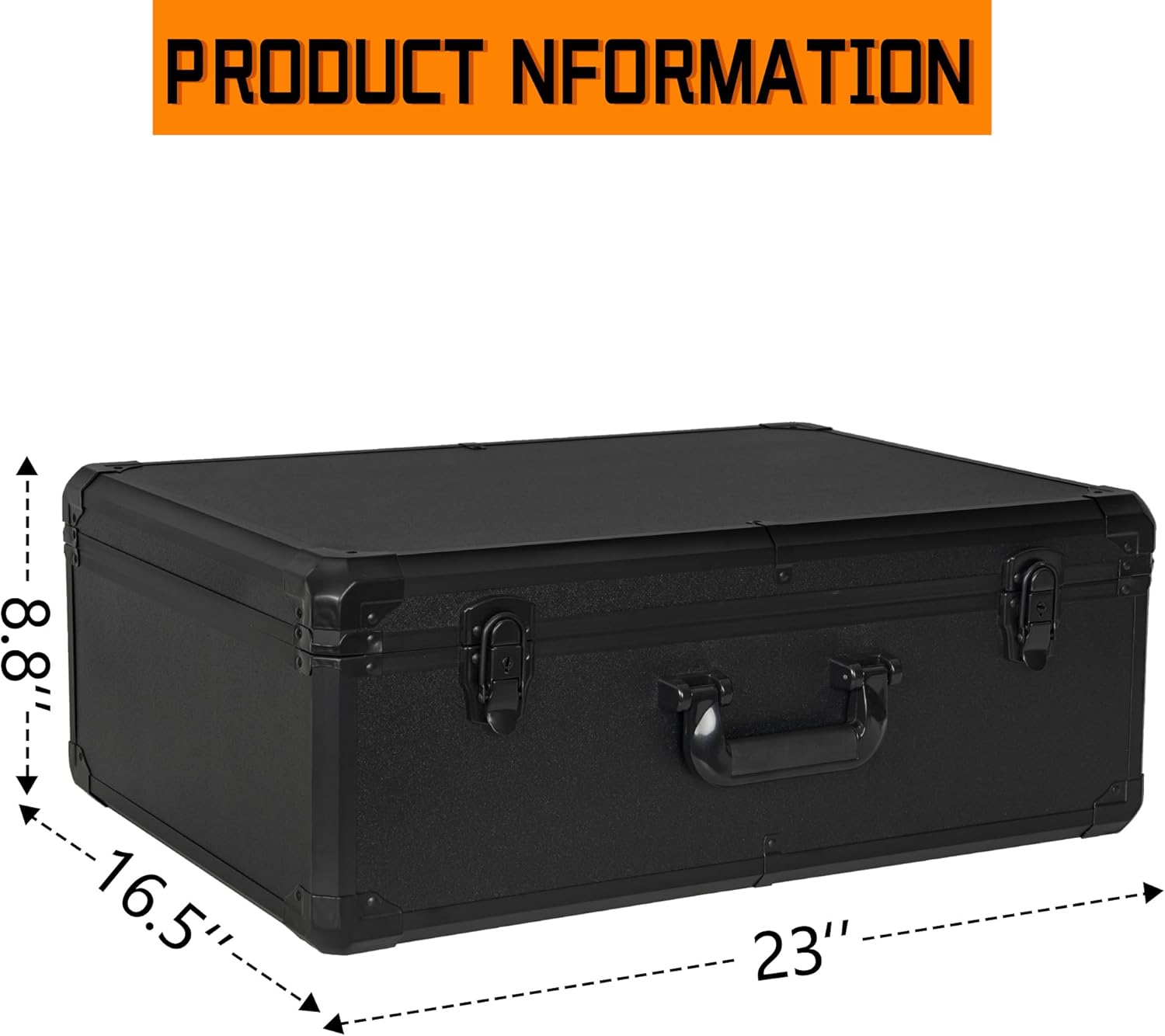 23 Inch Aluminum Carrying Case 23 X 16.5 X 8.6 Inch Ideal for Microphone & Camera Gear Transportation, DJ Mixer Case with Customizable Pre-Diced Foam, Black