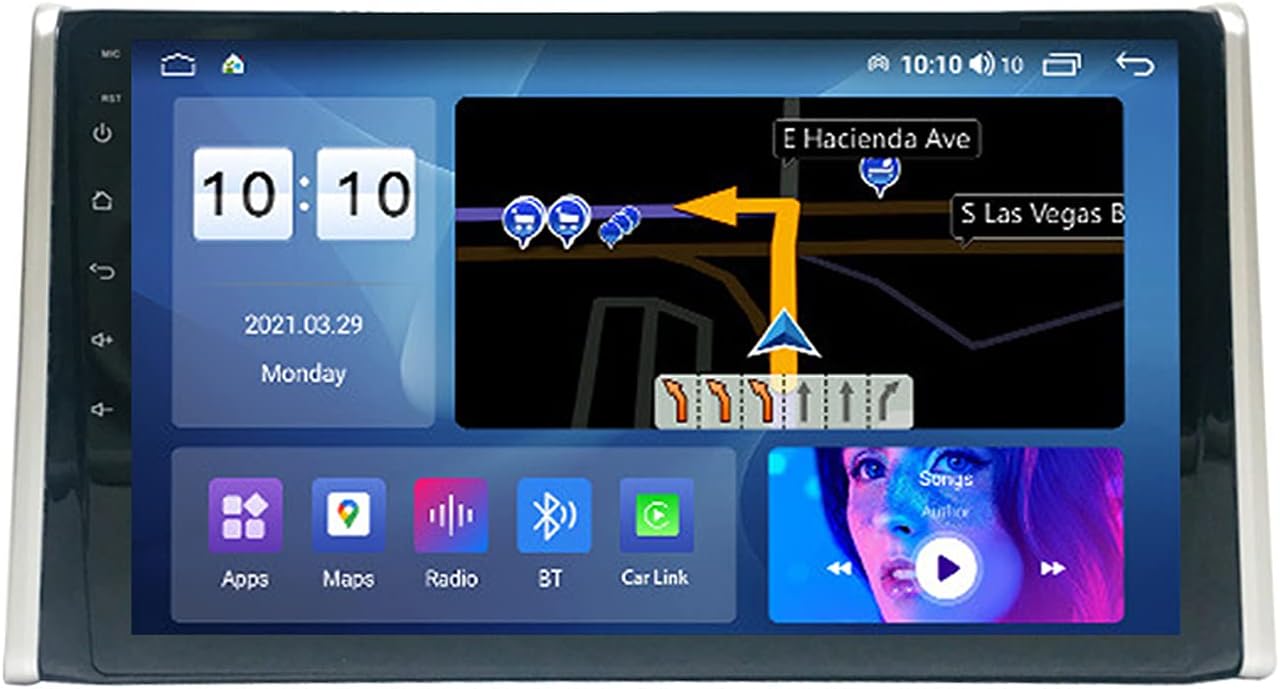 Android 10.0 Car Radio Multimedia Audio Video Player for Toyota RAV4 2019 with Rear View Camera Supports Carplay Mirror Link Steering Wheel Control AUX USB FM/AM Bluetooth