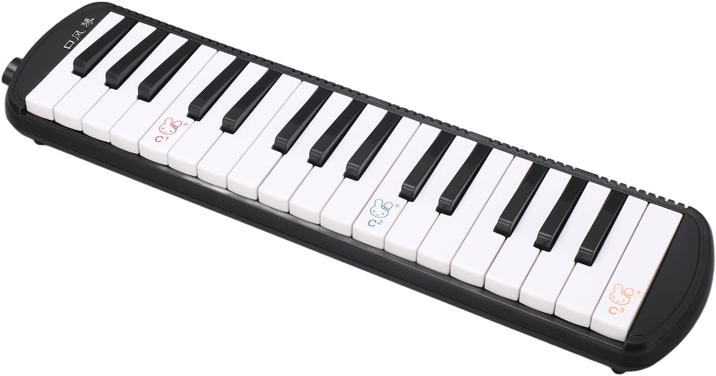 32 Keys Melodica Instrument, Mouthpiece Melodica Air Piano Keyboard Musical Instrument with Carrying Bag (Black)