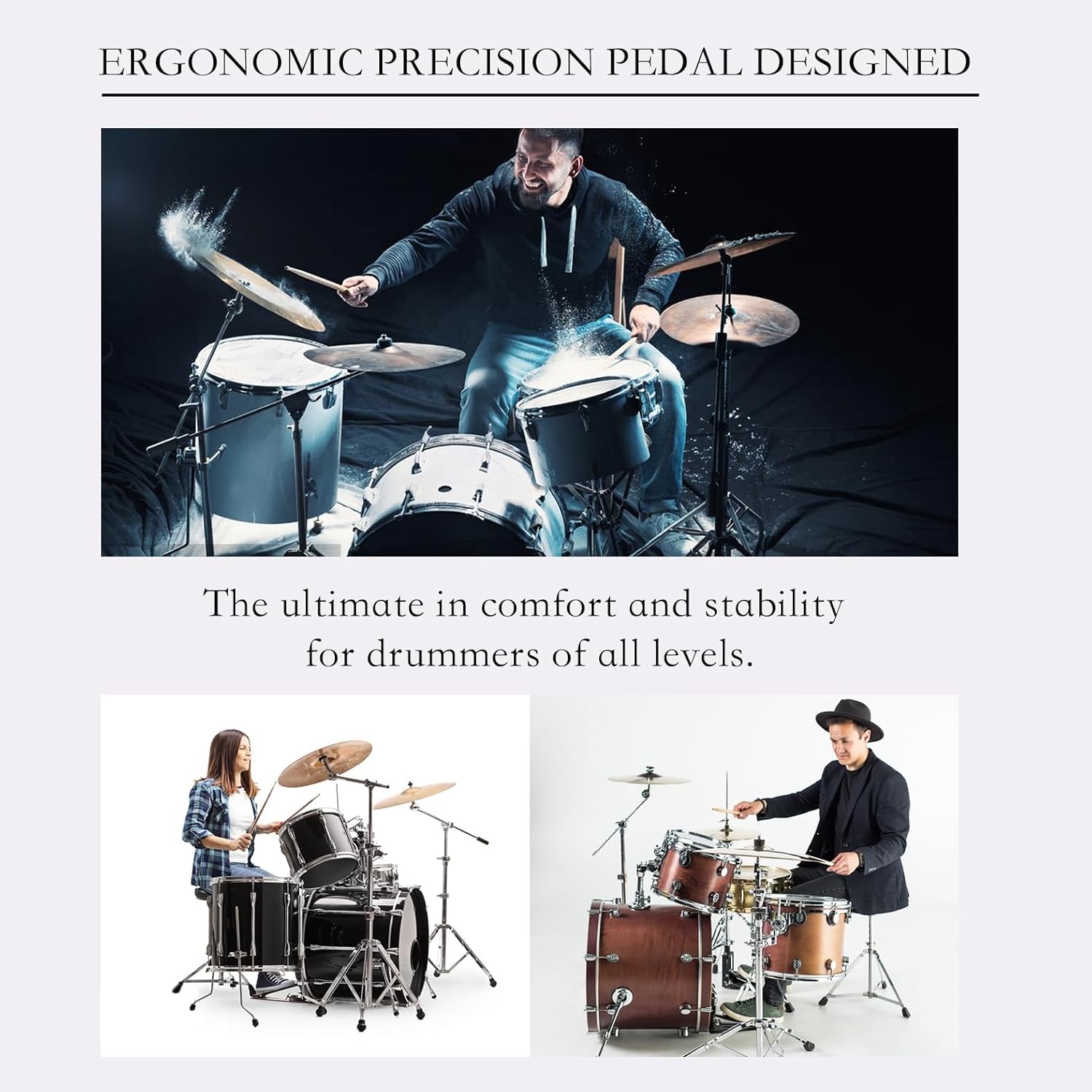 Bass Drum Pedal，Double Bass Drum Pedal，Double Chain Drum Kick Pedal Suitable for Electric Drum Set or Acoustic Drum Kit.