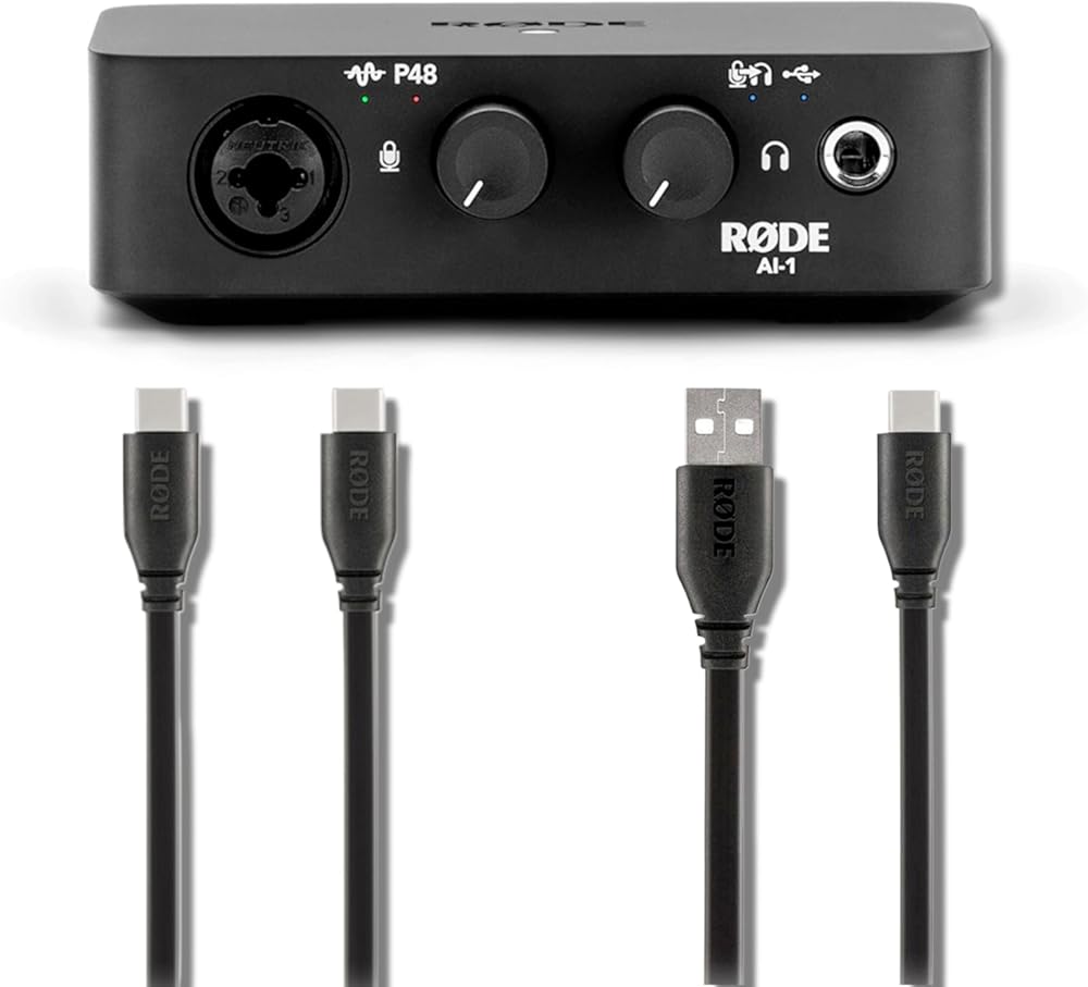 Rode Ai-1 Studio-Quality USB Audio Interface with Rode SC17 1.5m USB-C to USB-C Cable