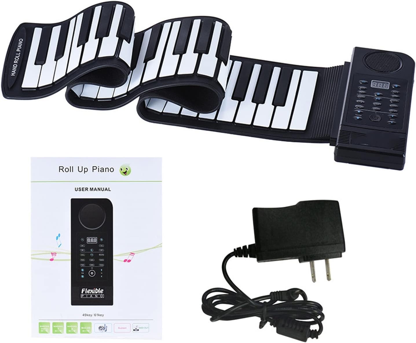 TSTS Piano Foldable Portable 61 Keys Flexible Roll Up Piano USB Electronic MIDI Keyboard Hand Rolled Musical Instrument