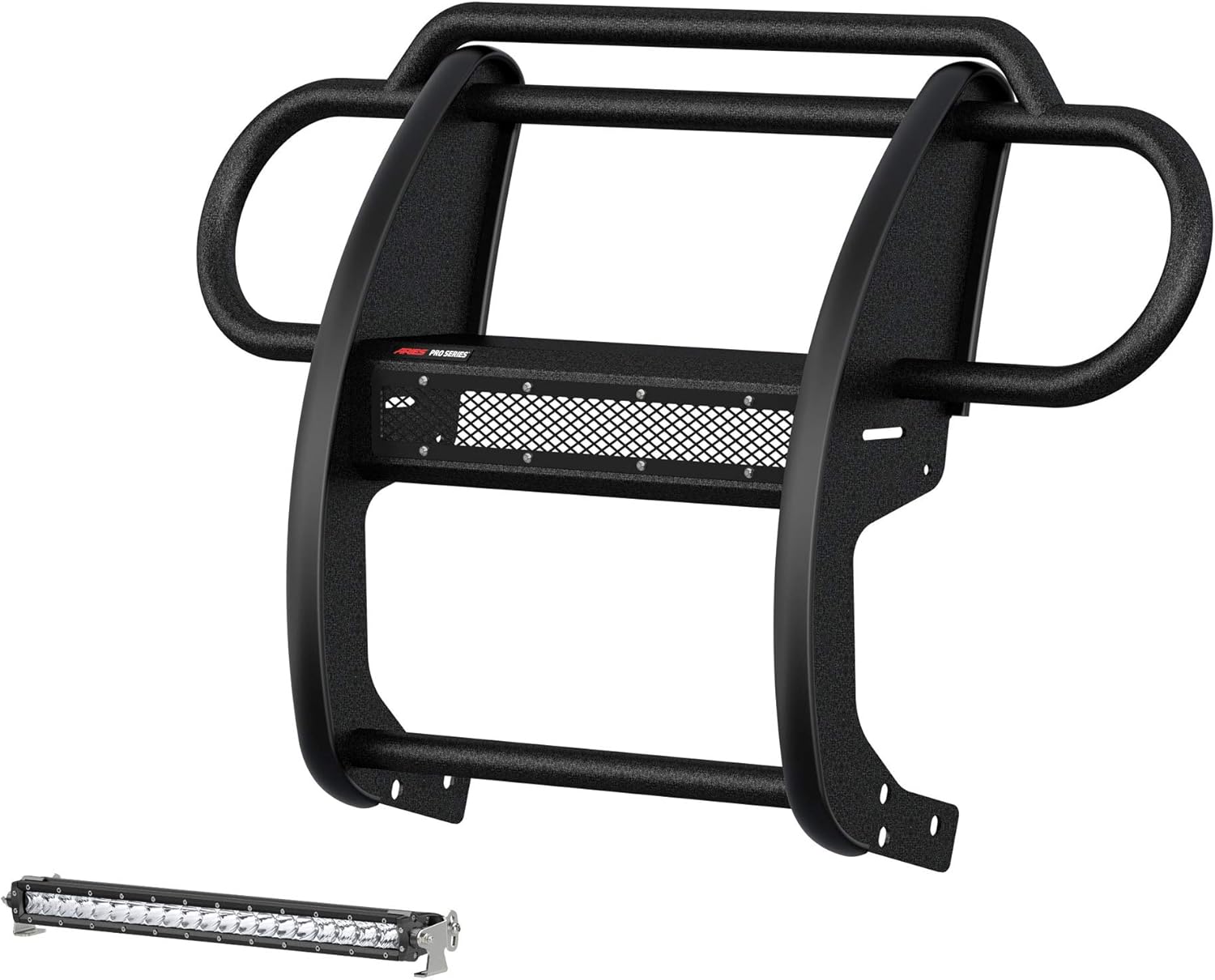 ARIES 2170032 Pro Series Black Steel Grille Guard with Light Bar, Select Jeep Wrangler JL, Gladiator