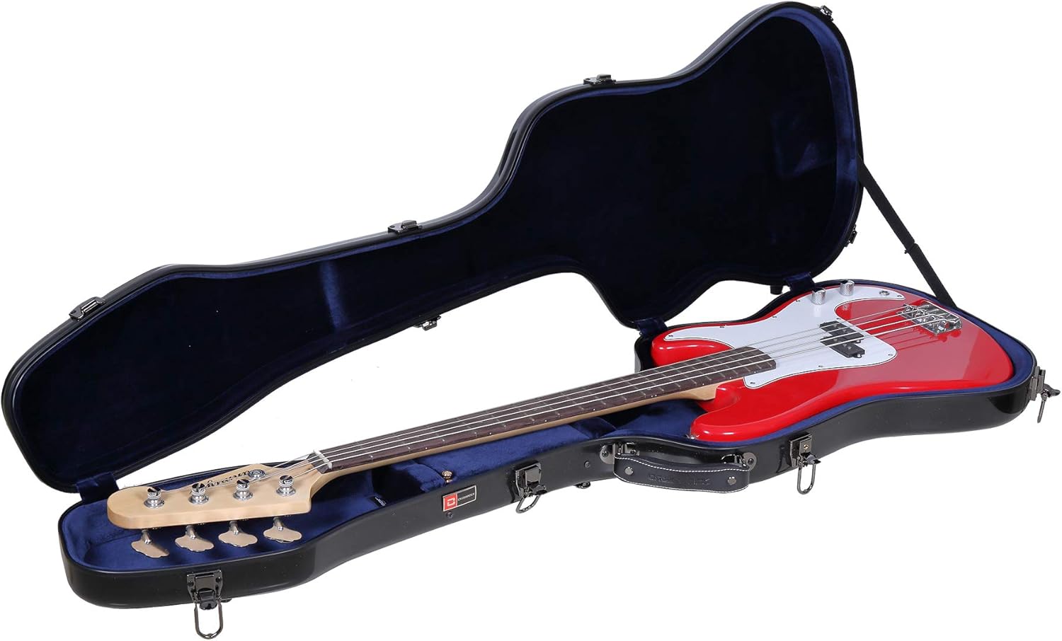Crossrock Fiberglass Case fits for Precision Bass Style Guitars with removable shoulder straps-Black(CRF2021BBK)