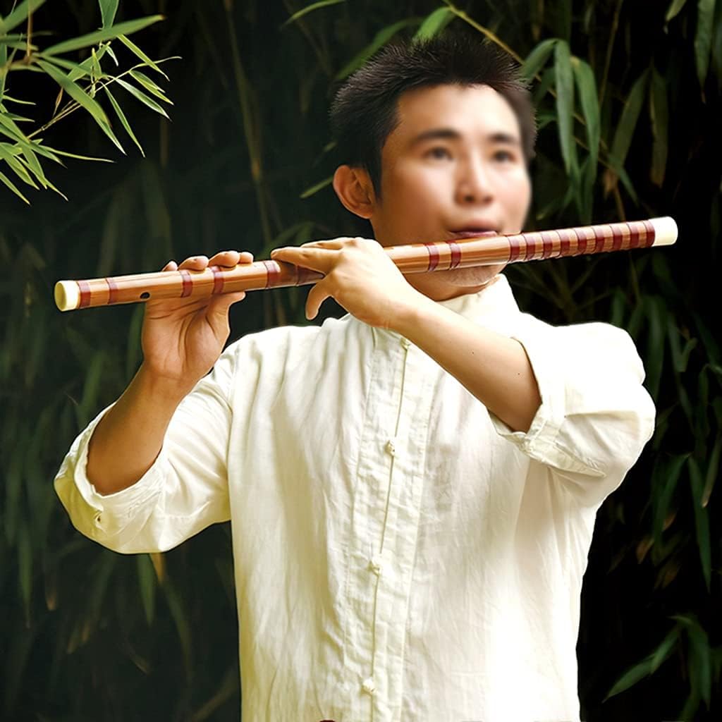 Bamboo Flute Dizi, Soprano Recorder, Woodwind Instrument Key of C Study Level Traditional Handmade Chinese Musical Instrument Quality Beginner Recorder for Children (Brown D)