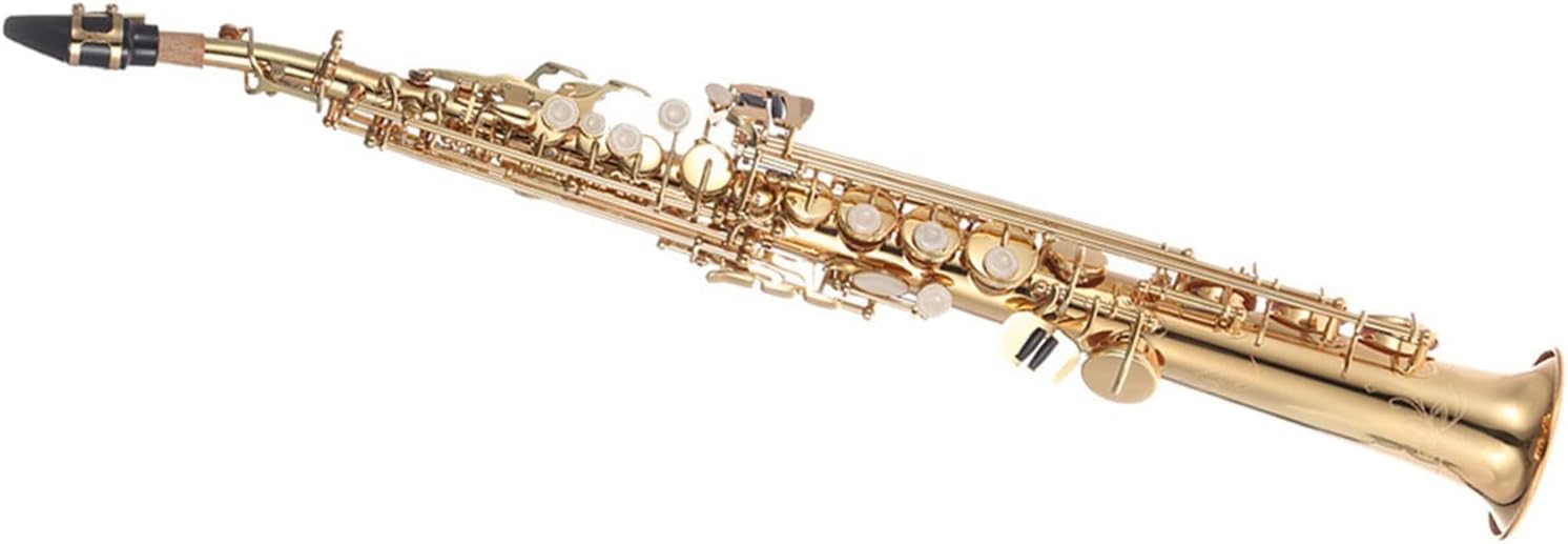 Brass Straight Saxophone Bb B Flat Woodwind Instrument Natural Shell Key Carve Pattern with Case Beginner Saxophone