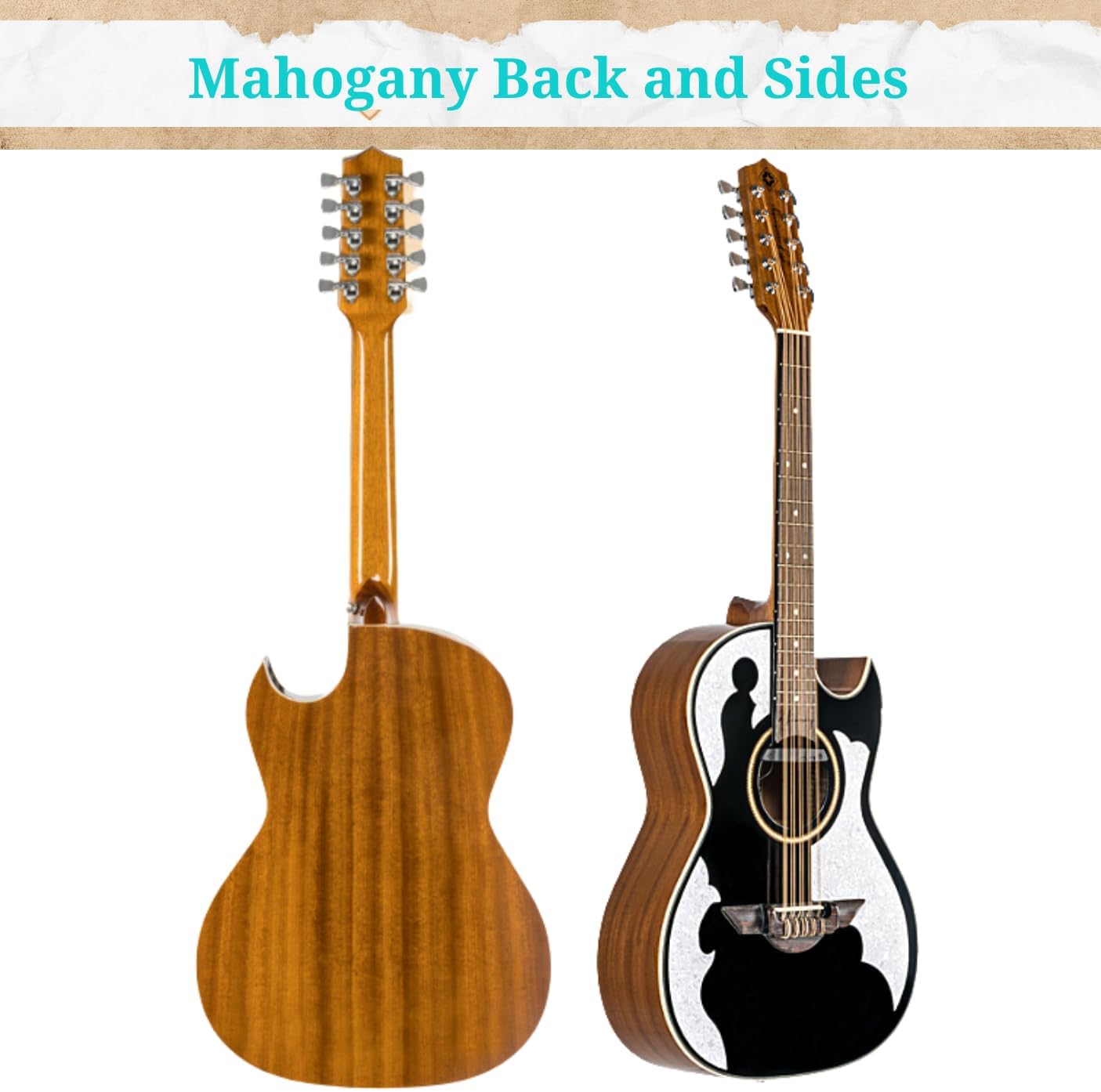 H. Jimenez LBQ4EBT El Patron Bajo Quinto, Acoustic-Electric Guitar with Gig Bag, Glossy Black