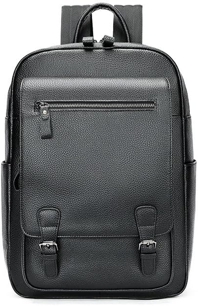 Men's Vintage Genuine Leather Backpack Water-resistant Laptop Sling Bag for Travel Business Vertical Zip Gift Box (Black)