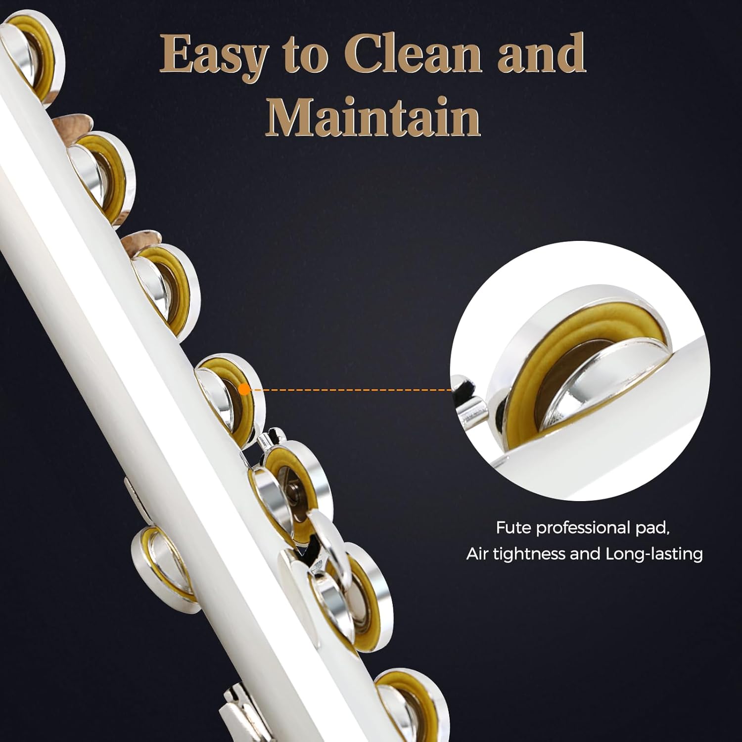 EASTROCK 17 Open Hole Flute with Offset G, Silver Plating 17 Key Flute for Professional with B Foot Joint, Split E Mechanism