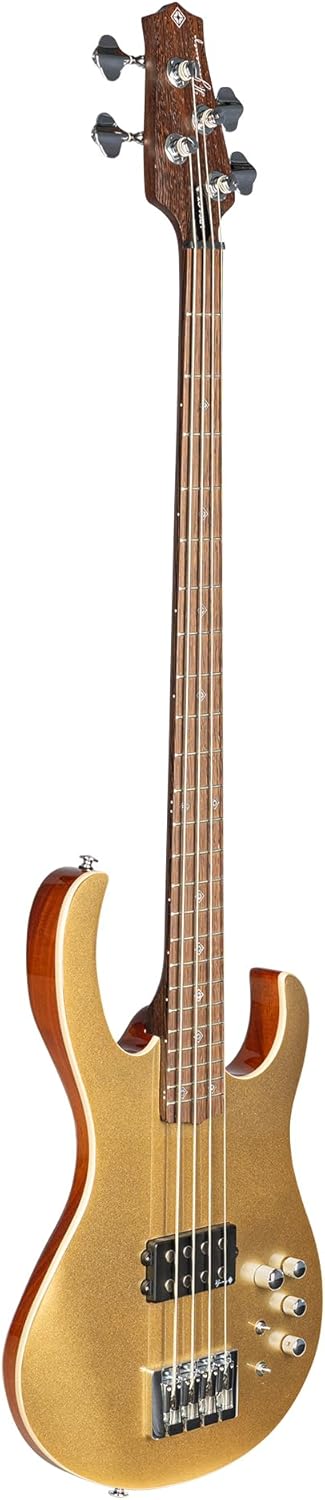 H. Jimenez 4 String Glossy Gold Top Bass Guitar With Deluxe Padded Gig Bag (LBS4-GT)