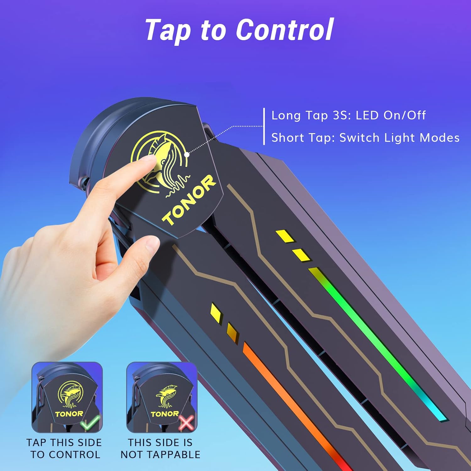 RGB Boom Arm, TONOR Adjustable Mic Stand with RGB Light, 5/8’’ Screwadapter, Excellent Compatibility, Rotatable Suspension Boom Scissor Stand for Gaming Streaming Podcasting YouTube Recording T90