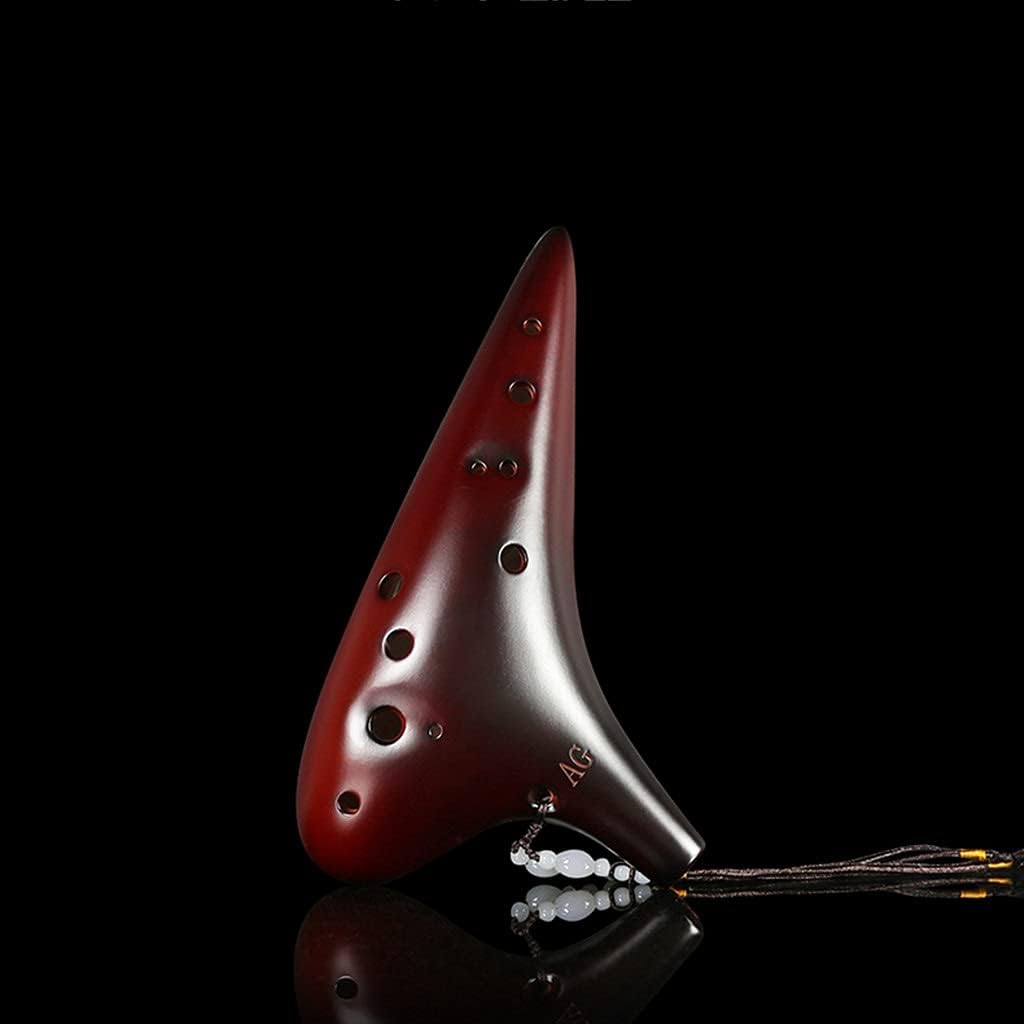 Ocarinas 12-Hole Alto AG Tone Professional for Beginners Minority National Musical Instrument 12-Hole Whistle Flute Instrument (Color : Brown, Size : 19.5 * 11.3cm)