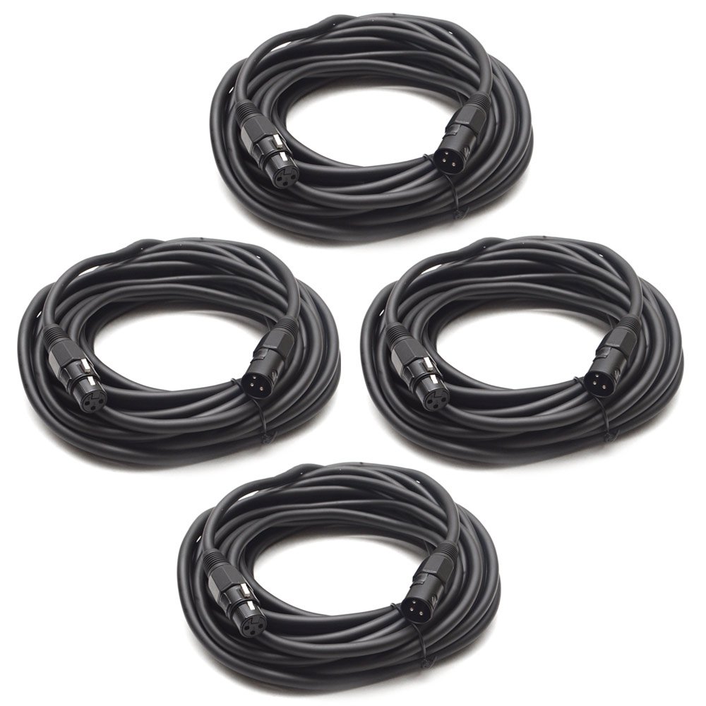 Seismic Audio - Set of Four (4) 30 Feet DJ/PA XLR Microphone Cables - Mic Cable - Stage or Studio use