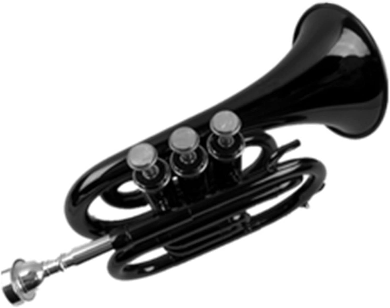 TSTS Western Brass Wind Instrument Children's Black/Blue Pocket Trumpet Adult Color Palm Horn B-Flat Pocket Trumpet Beginners (Color : 01)